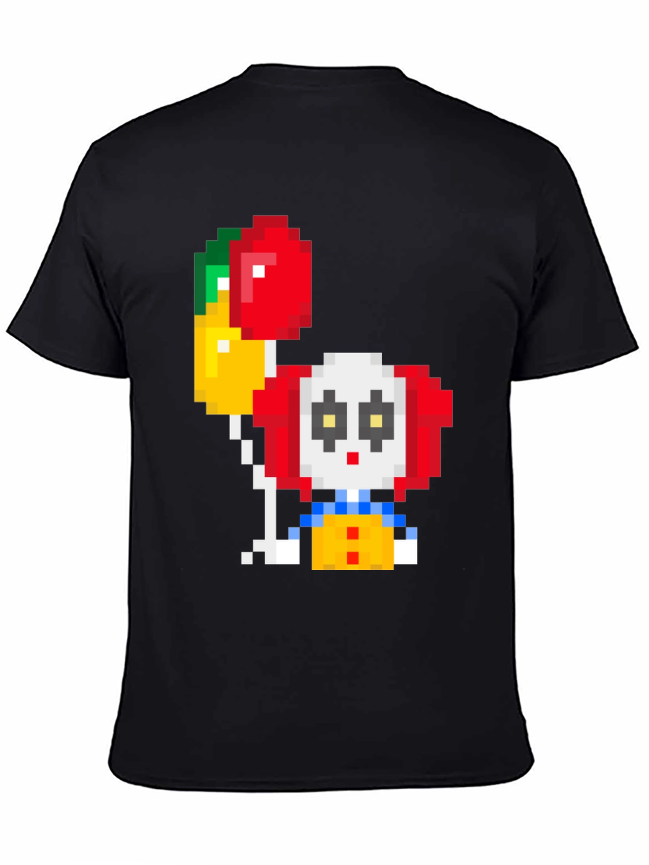 Black Pixel Art Clown T-Shirt: Retro Gaming Style view 4