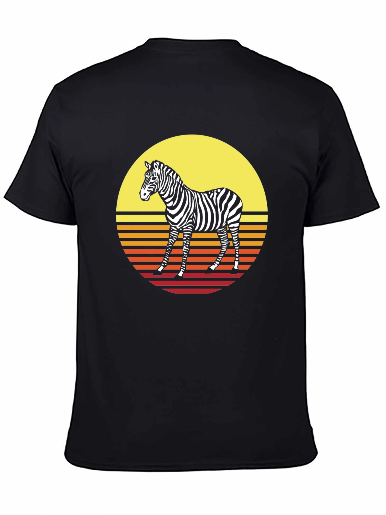 Black Retro Zebra Graphic Tee - Sunset Style view 4