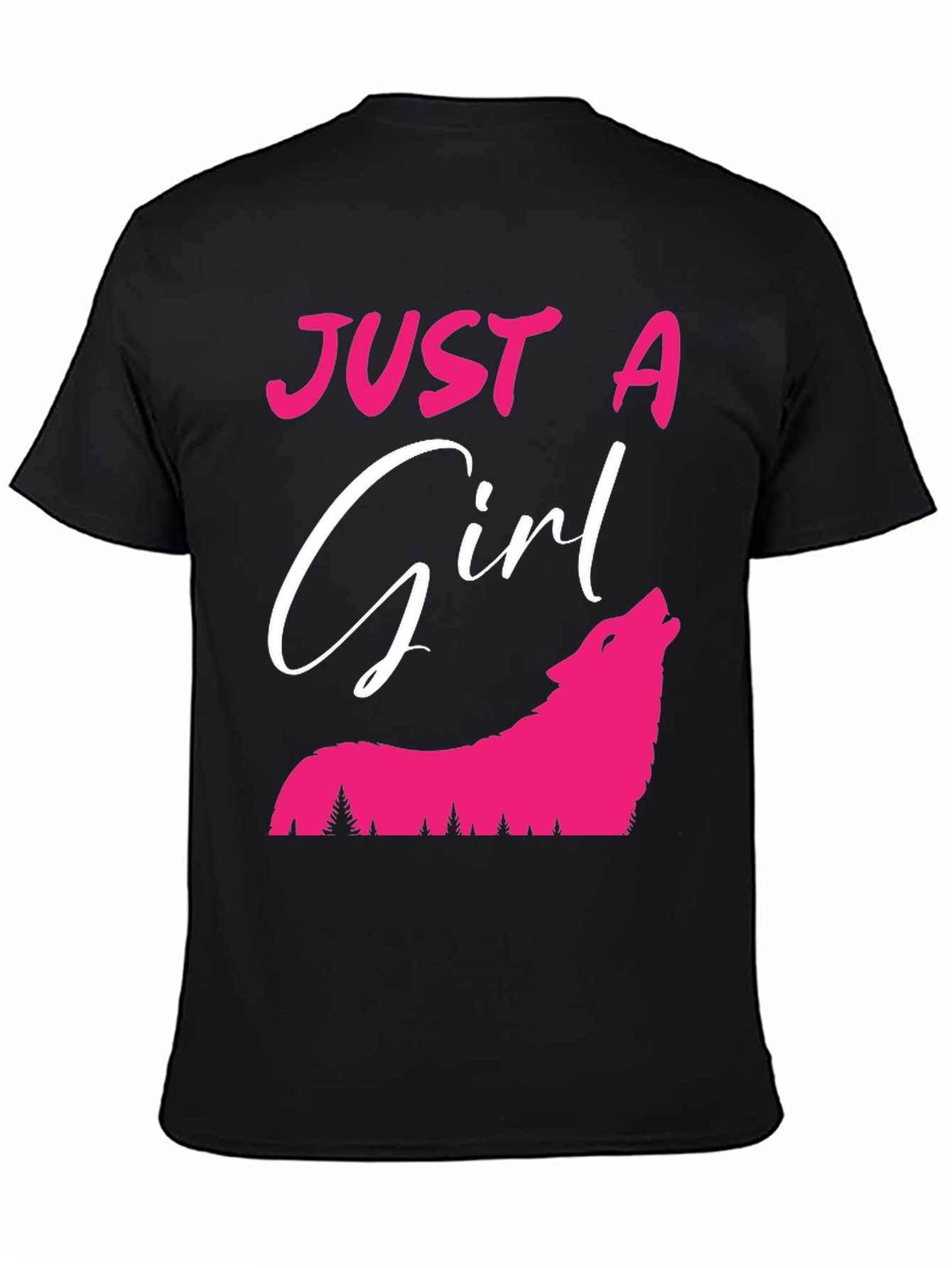 Black Just A Girl Who Loves Wolves T-Shirt view 4