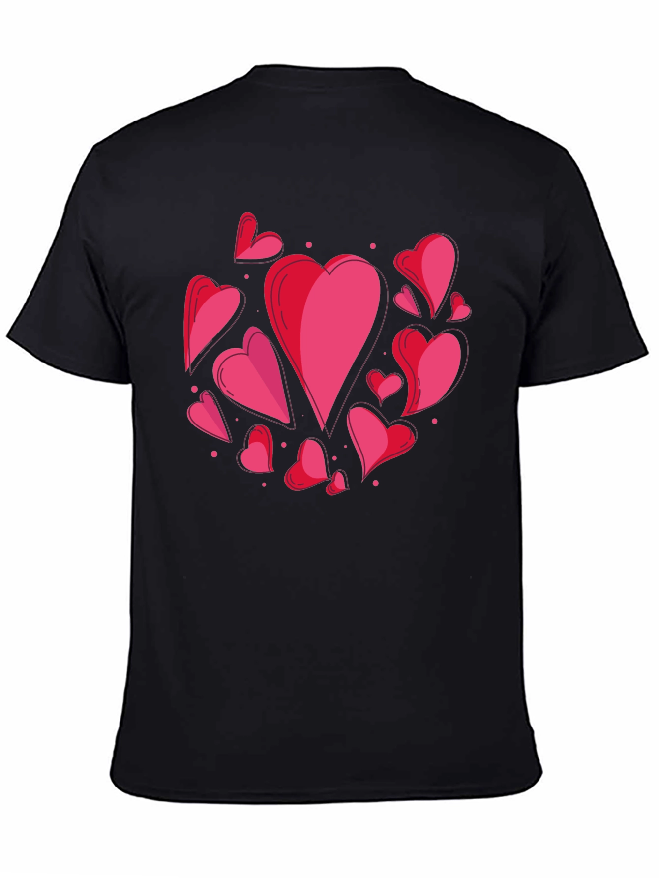 Black Heart Print Crew Neck T-Shirt - Casual Style view 4