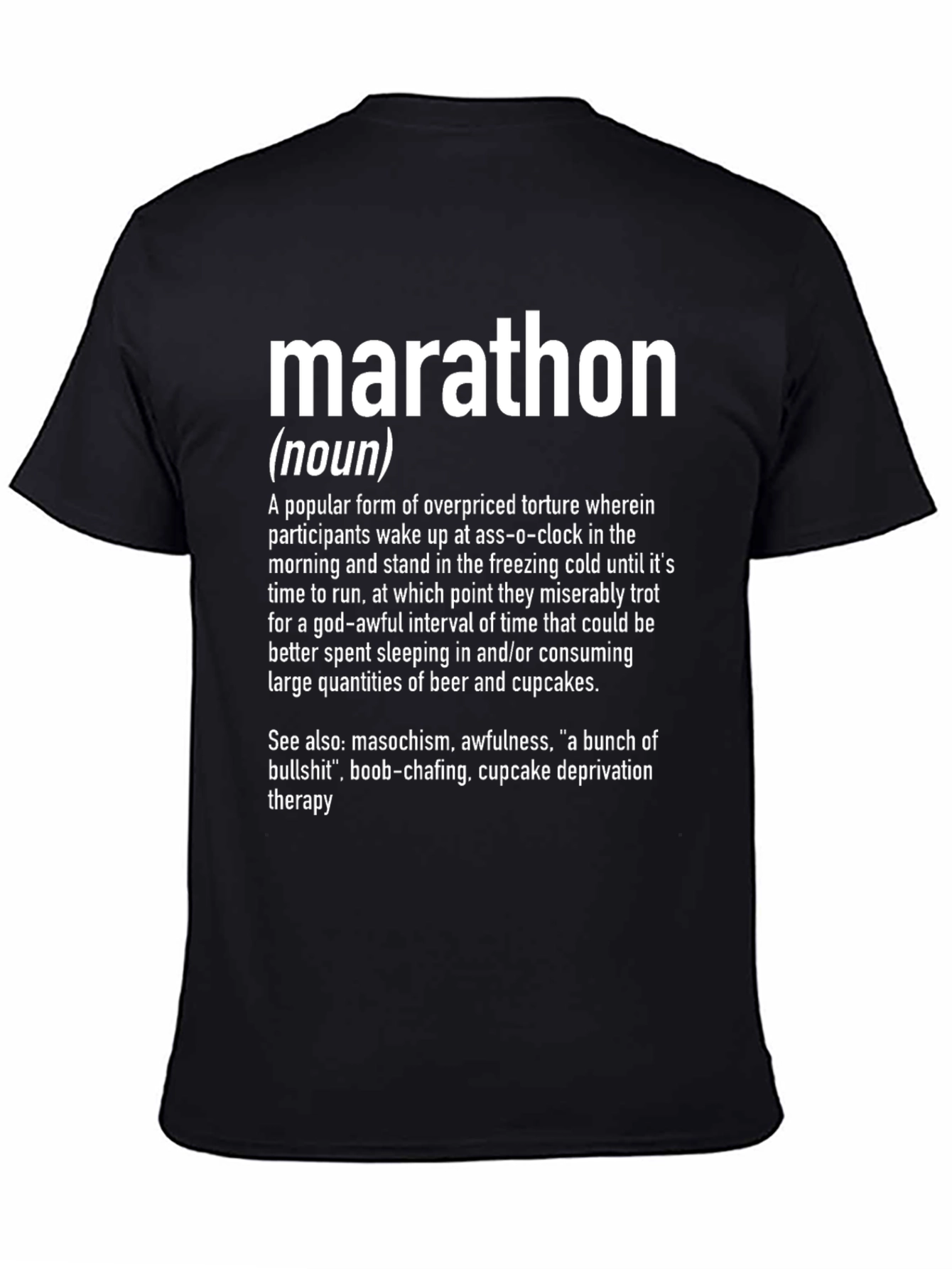 Black Marathon Definition Novelty Graphic T-Shirt view 4