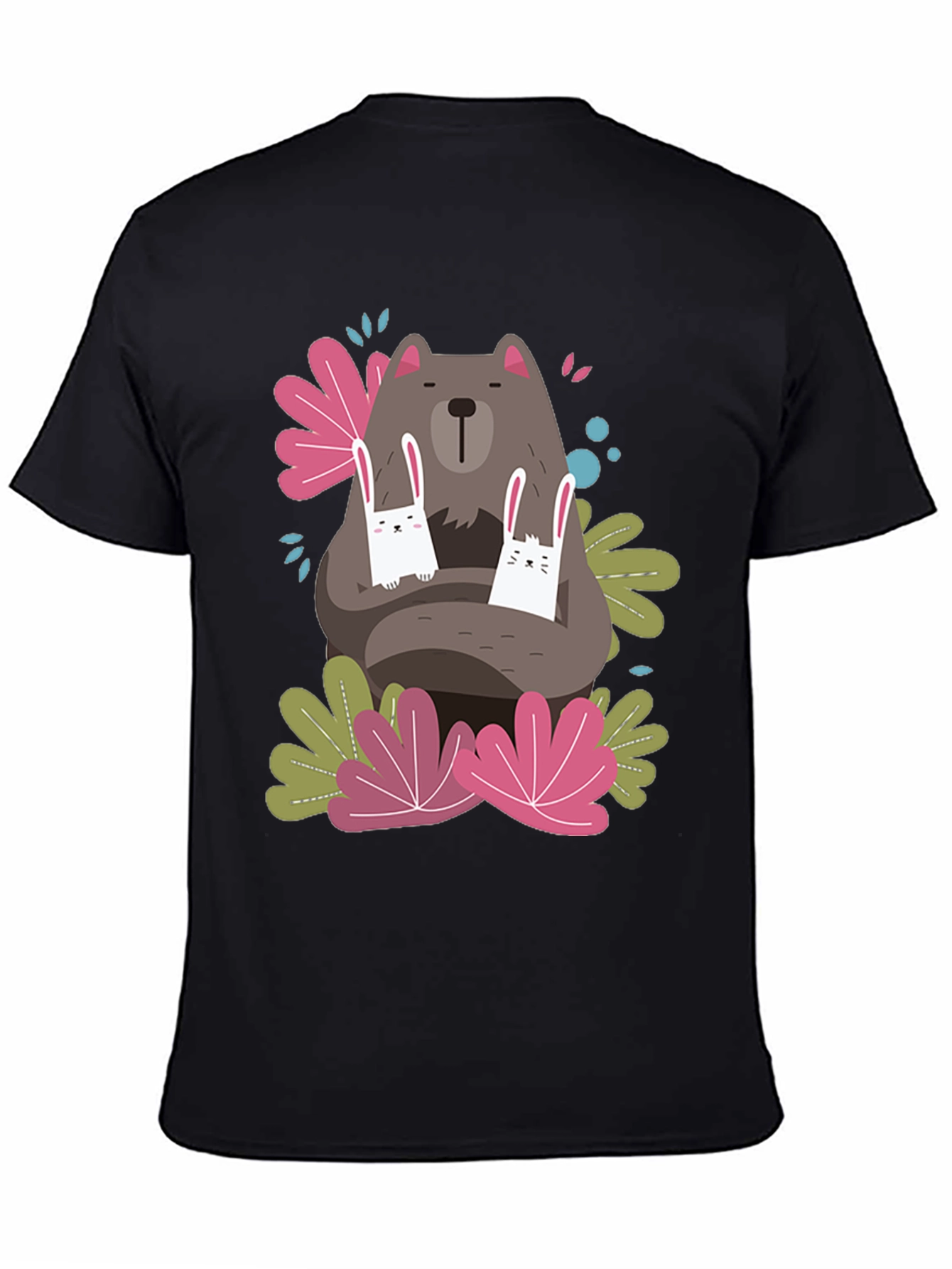 Black Bear and Bunny Graphic T-Shirt view 4