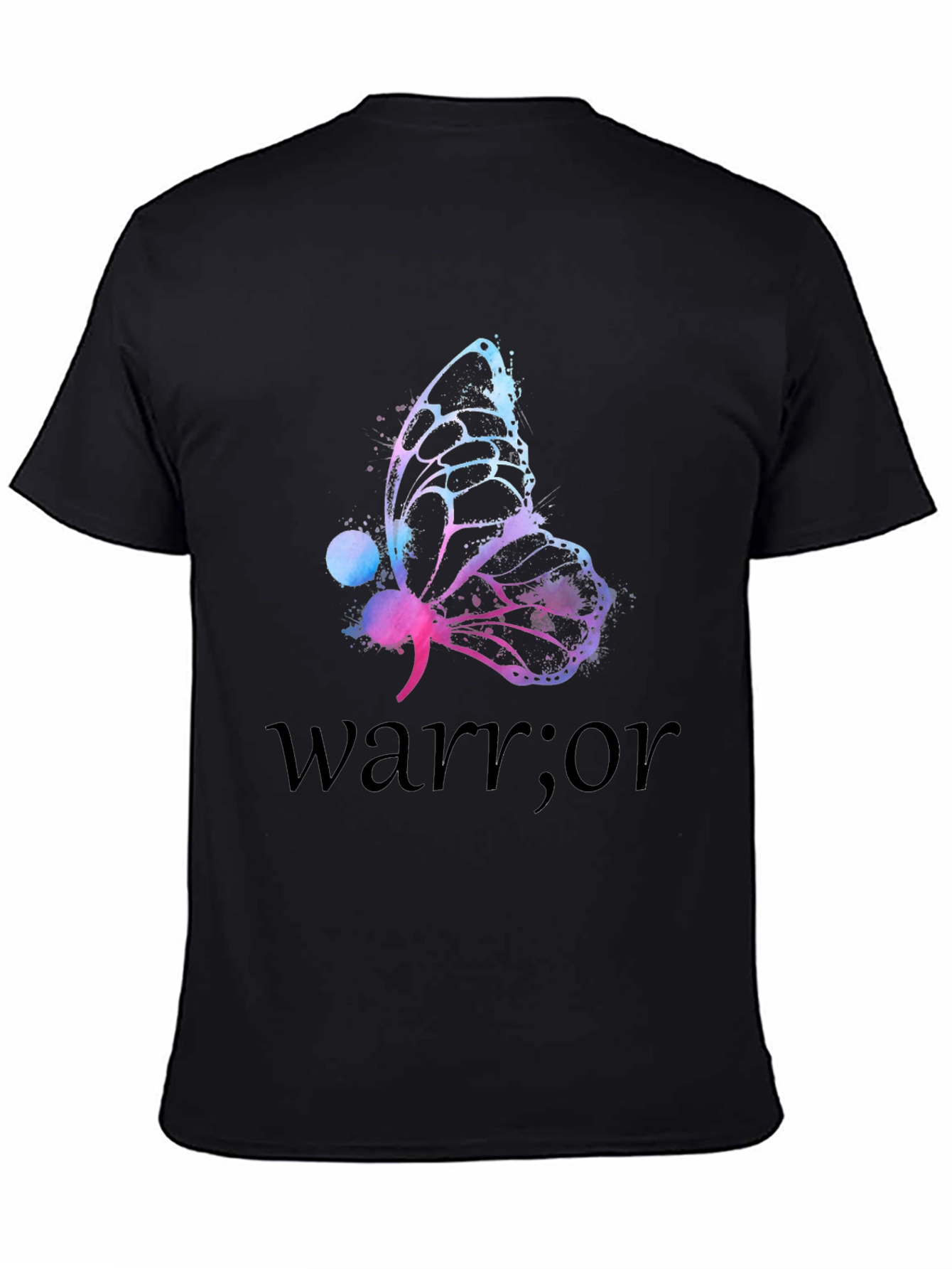 Black Butterfly Warrior Mental Health Awareness T-Shirt view 4