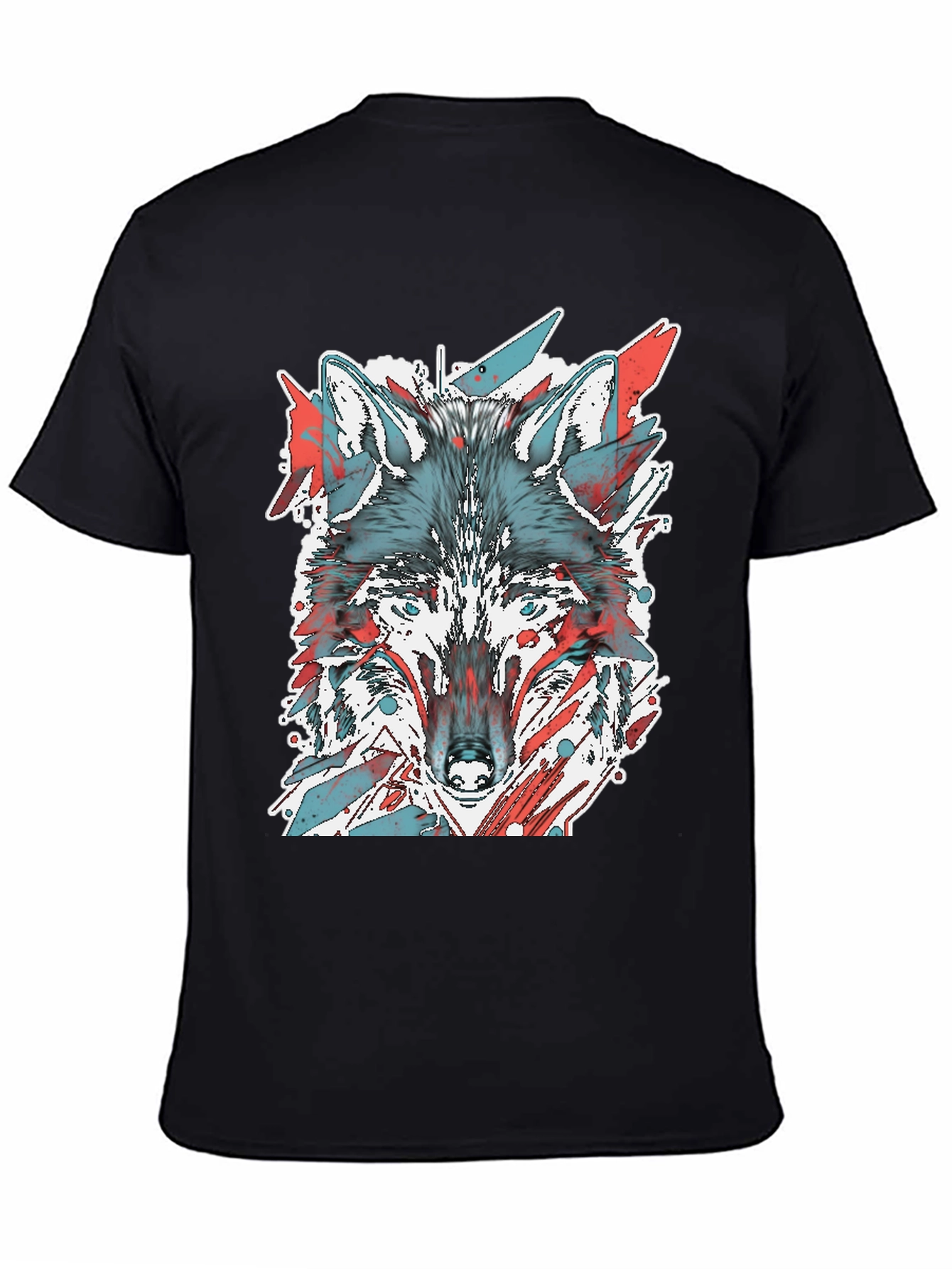 Black Wolf Graphic Tee - Cool Animal Print Shirt view 4