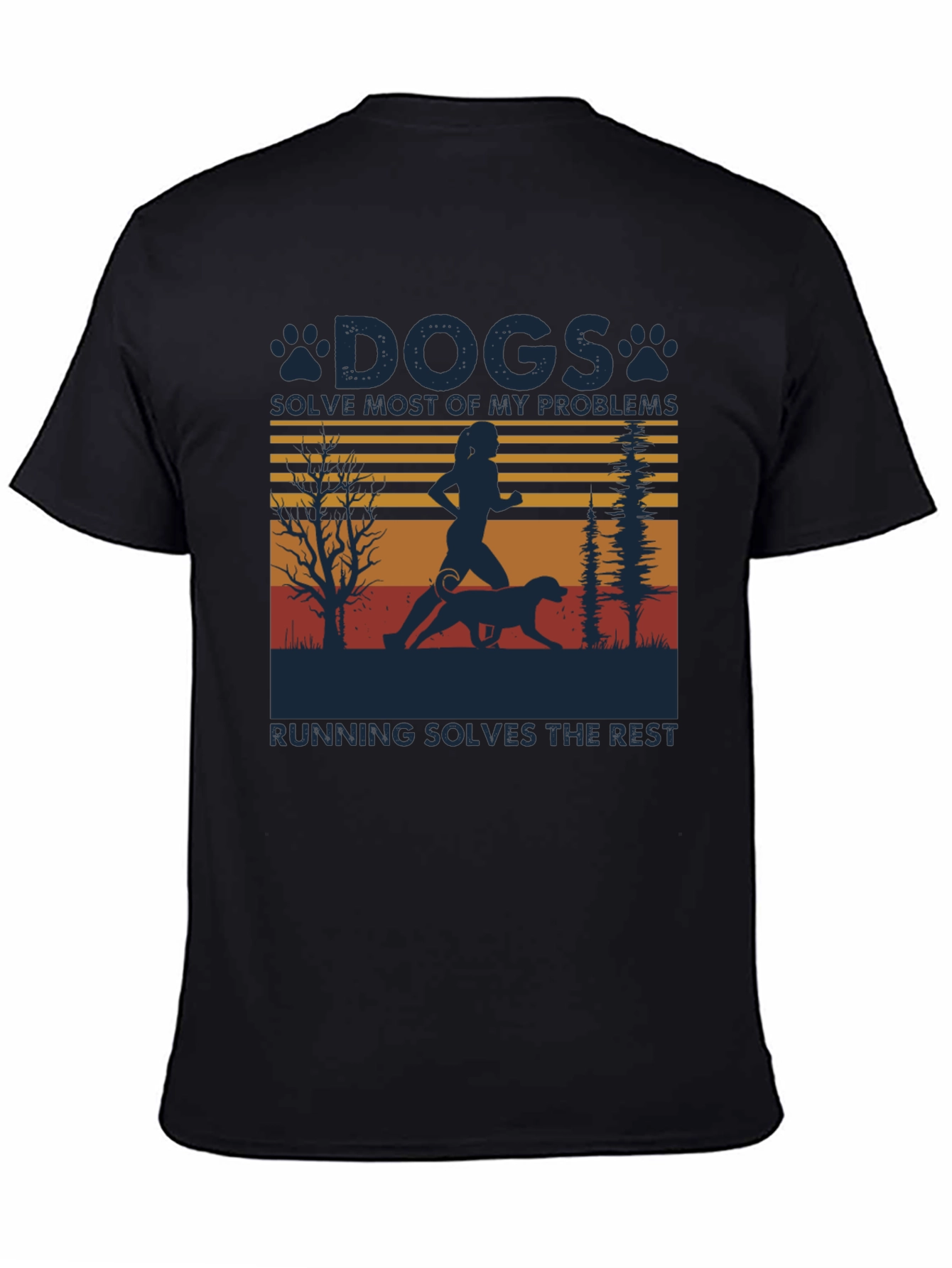 Black Dogs Solve Problems T-Shirt - Running Graphic Tee view 4