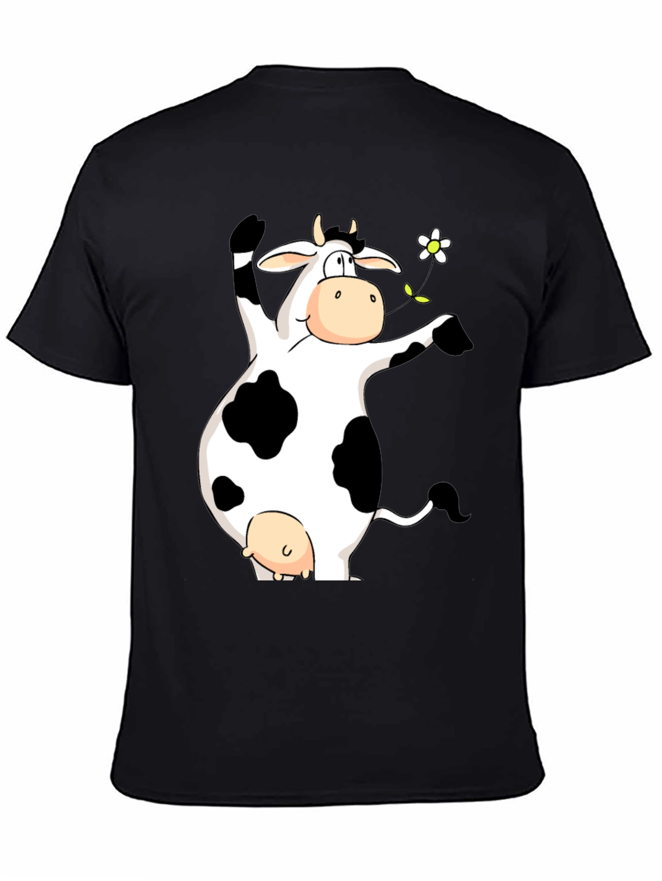 Black Funny Cow Graphic Print Black T-Shirt view 4