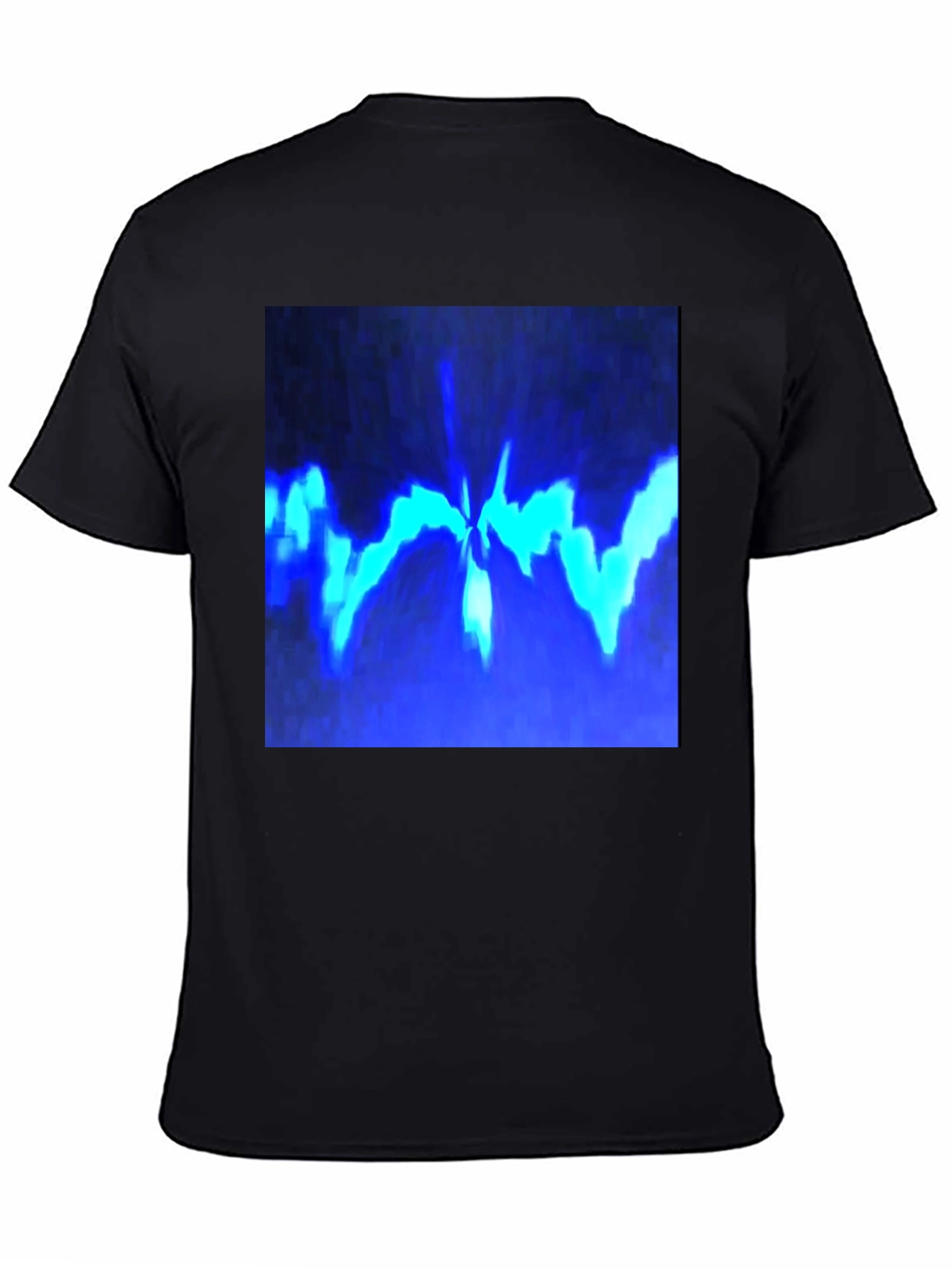 Black Abstract Blue Graphic Print Black T-Shirt view 4