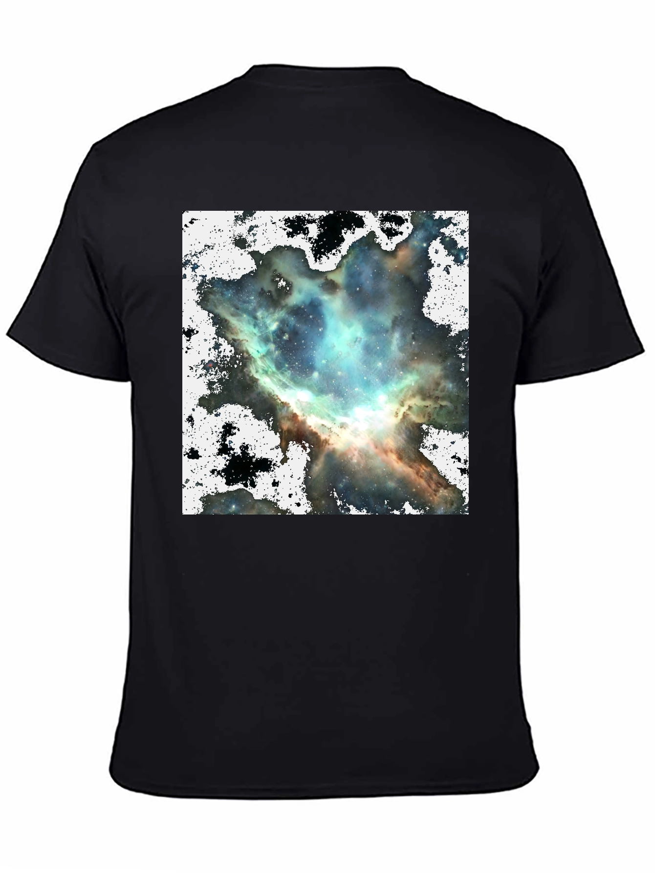 Black Nebula Print Black Crewneck T-Shirt view 4