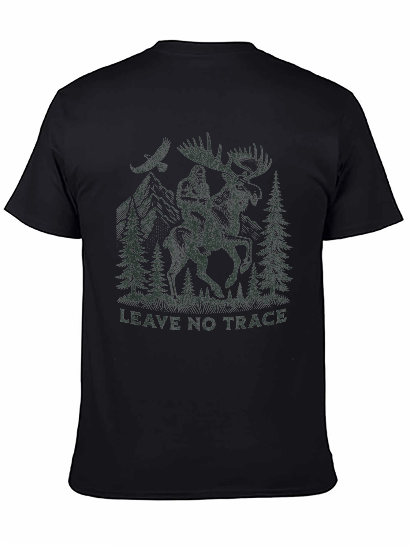 Black Leave No Trace Bigfoot Moose Graphic Tee view 4