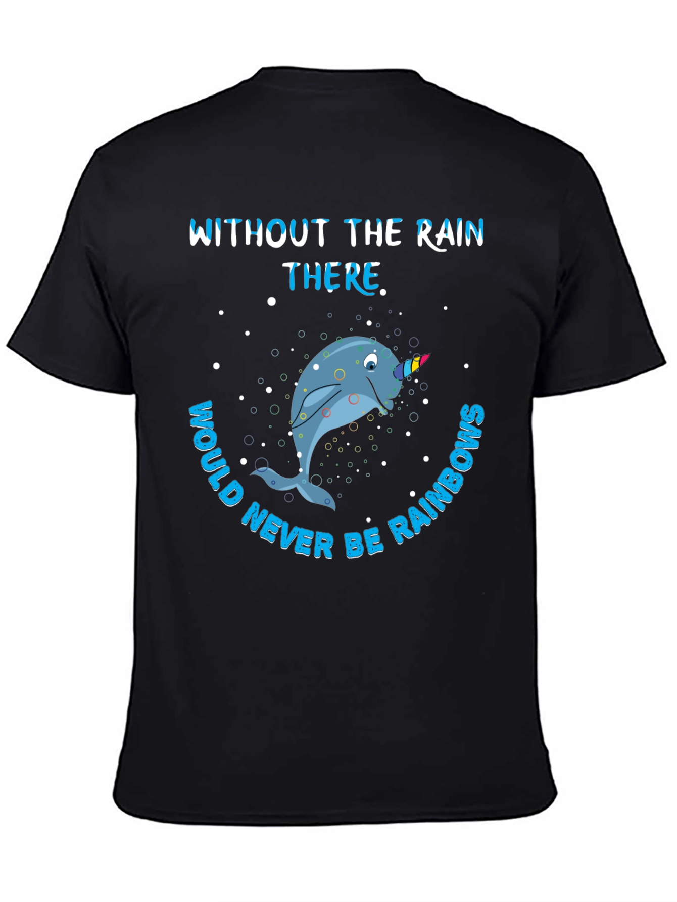 Black Narwhal Rainbows Graphic T-Shirt view 4