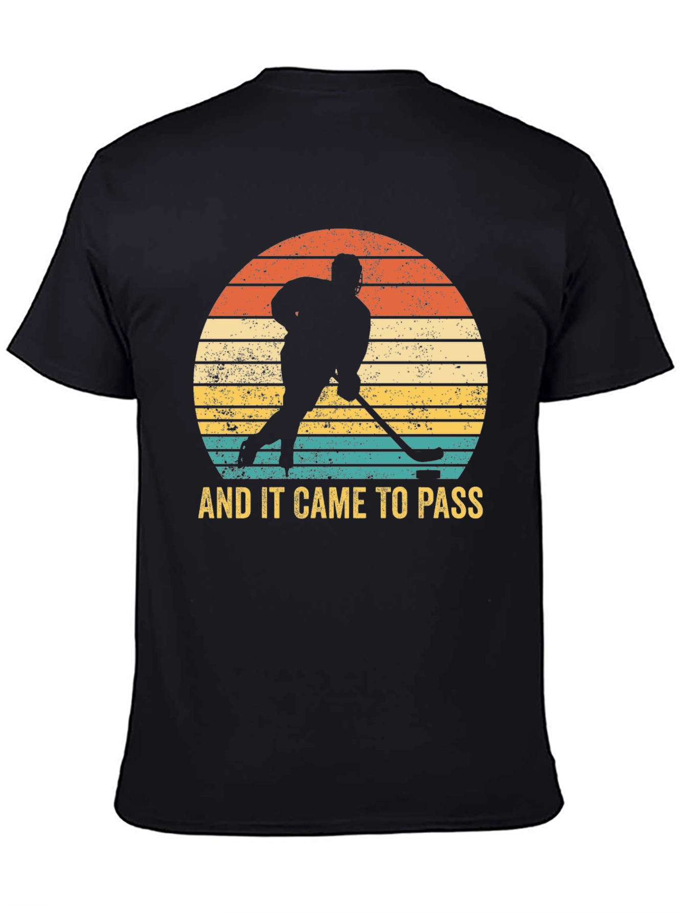 Black Vintage Hockey Player Graphic T-Shirt view 4