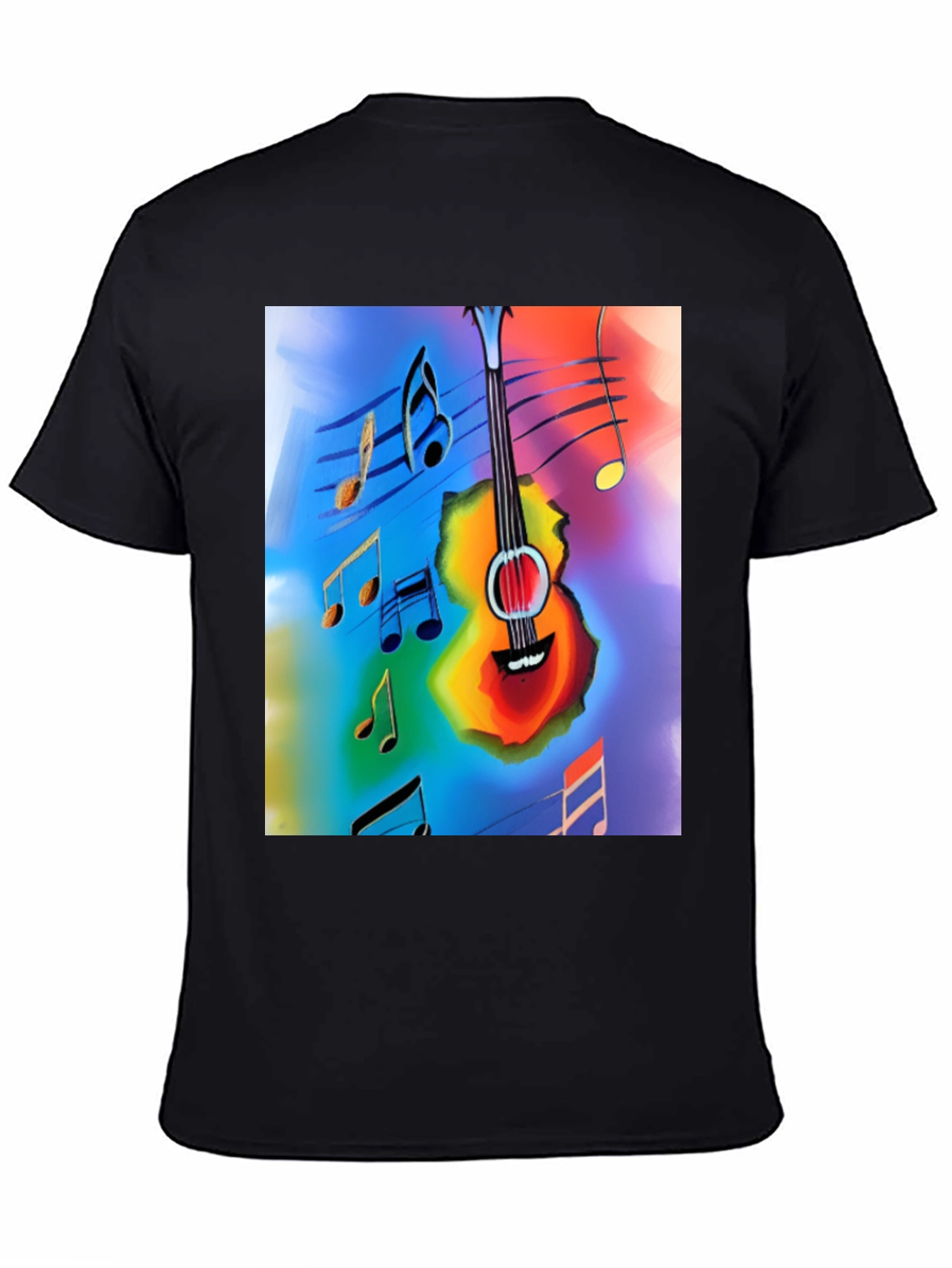 Black Musical Guitar Notes Graphic T-Shirt view 4