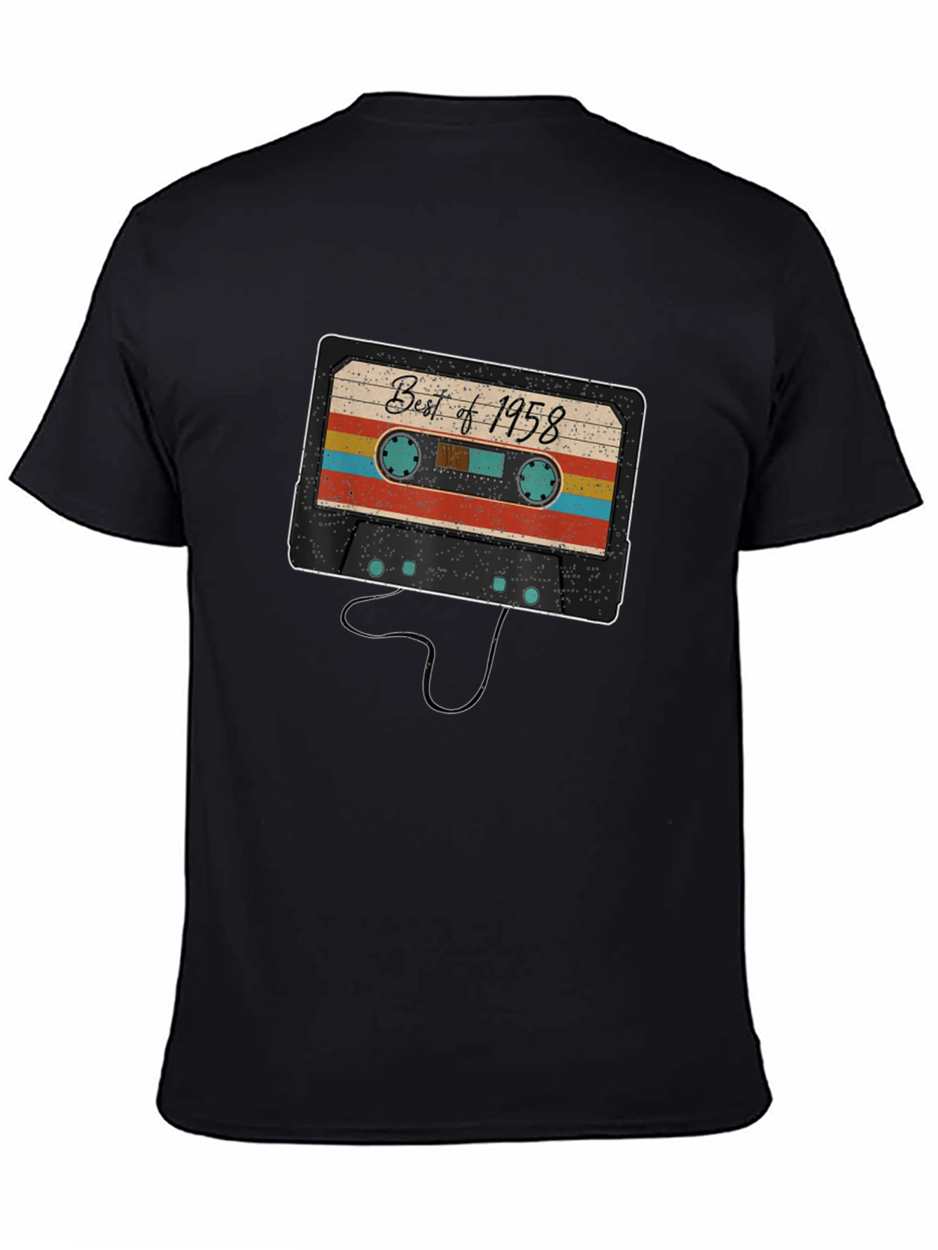 Black Retro Best of 1958 Cassette Tape Graphic T-Shirt view 4