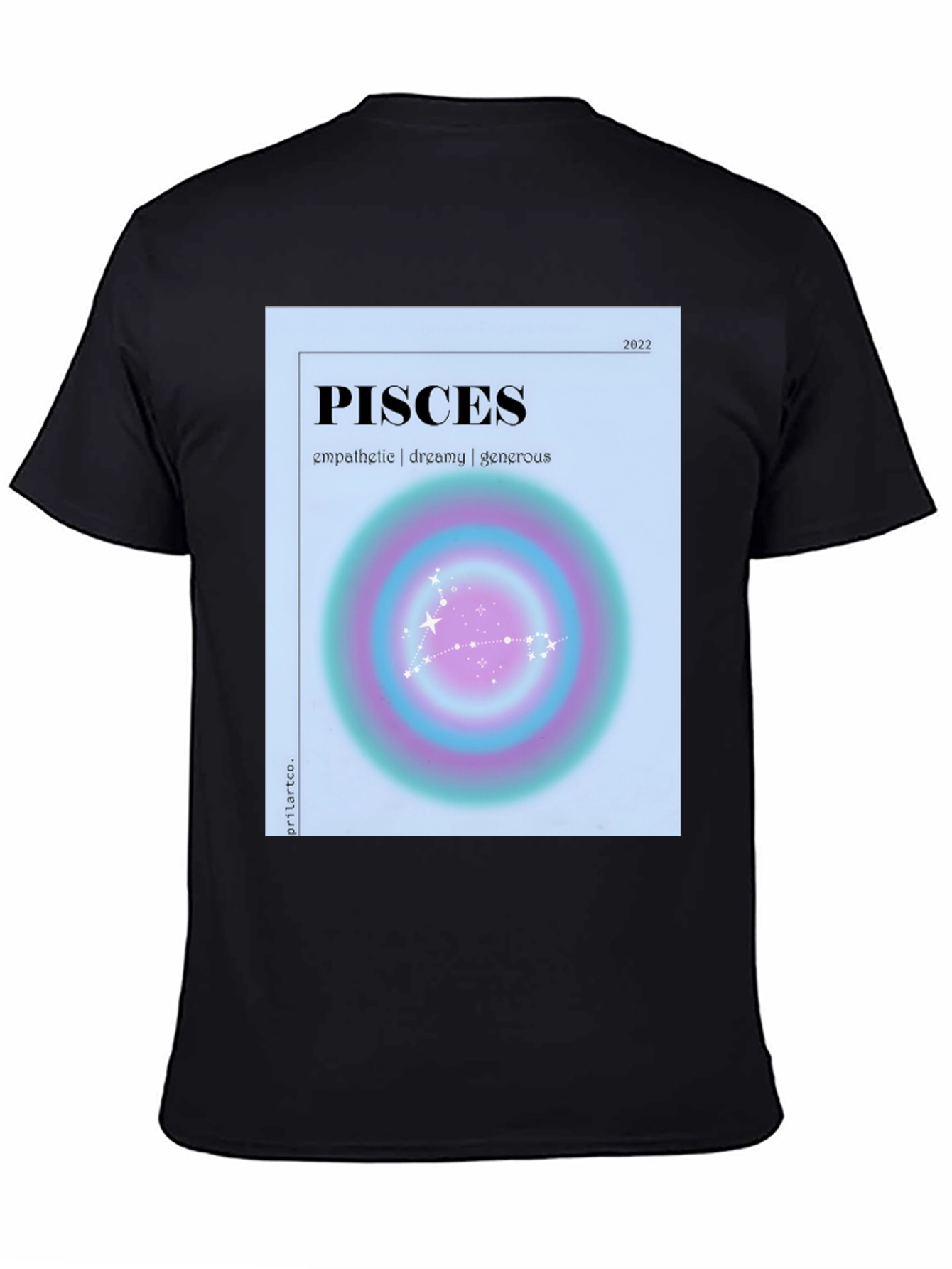 Black Pisces Zodiac Graphic T-Shirt - Empathetic Dreamy Generous view 4