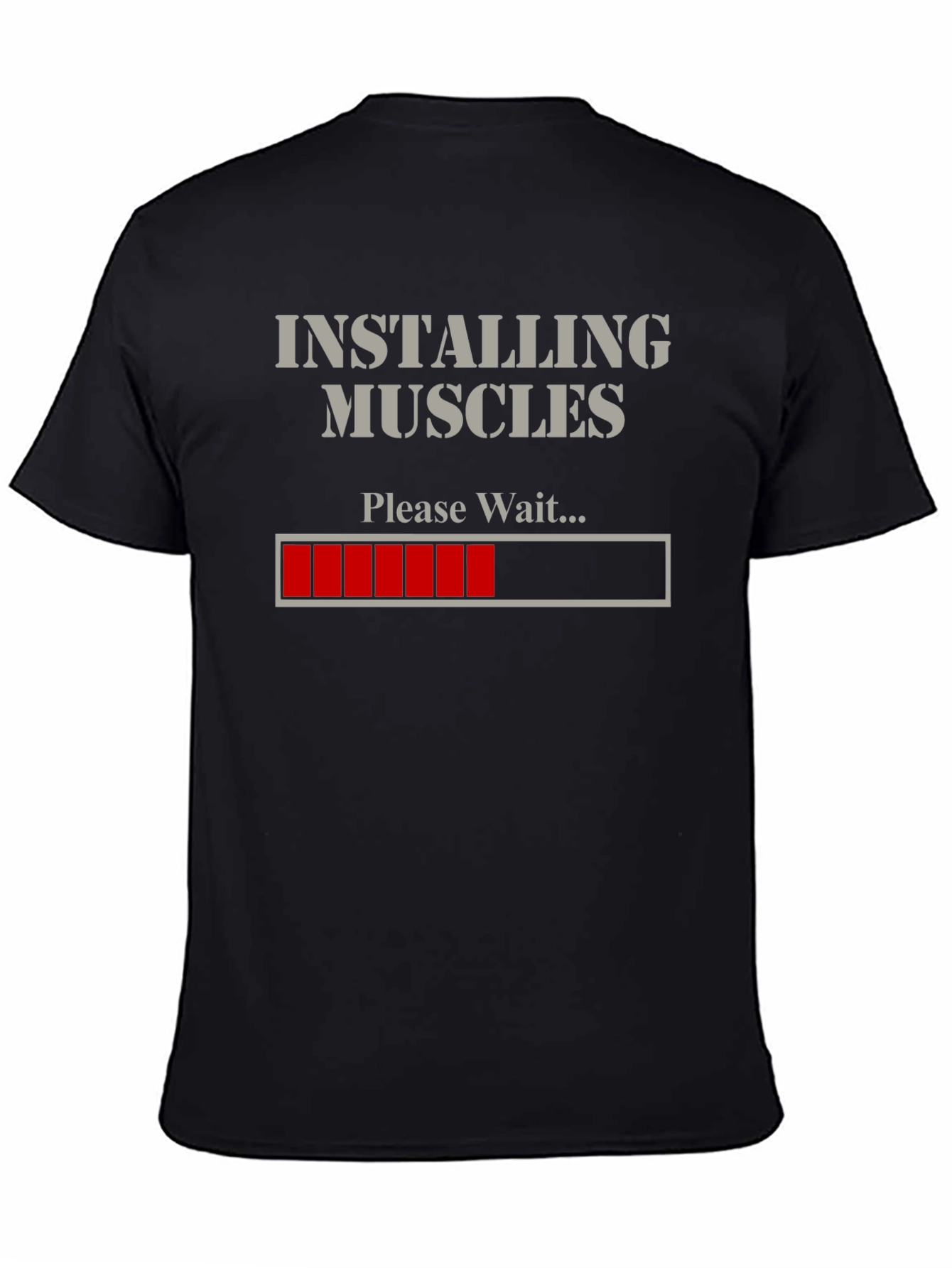 Black Installing Muscles Funny Gym T-Shirt view 4