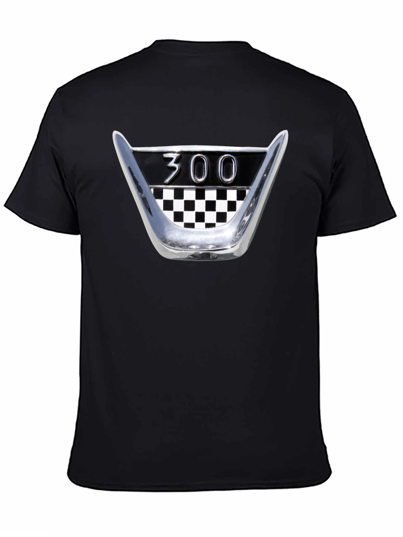 Black Retro 300 Checkerboard T-Shirt - Classic Car Fan Tee view 4