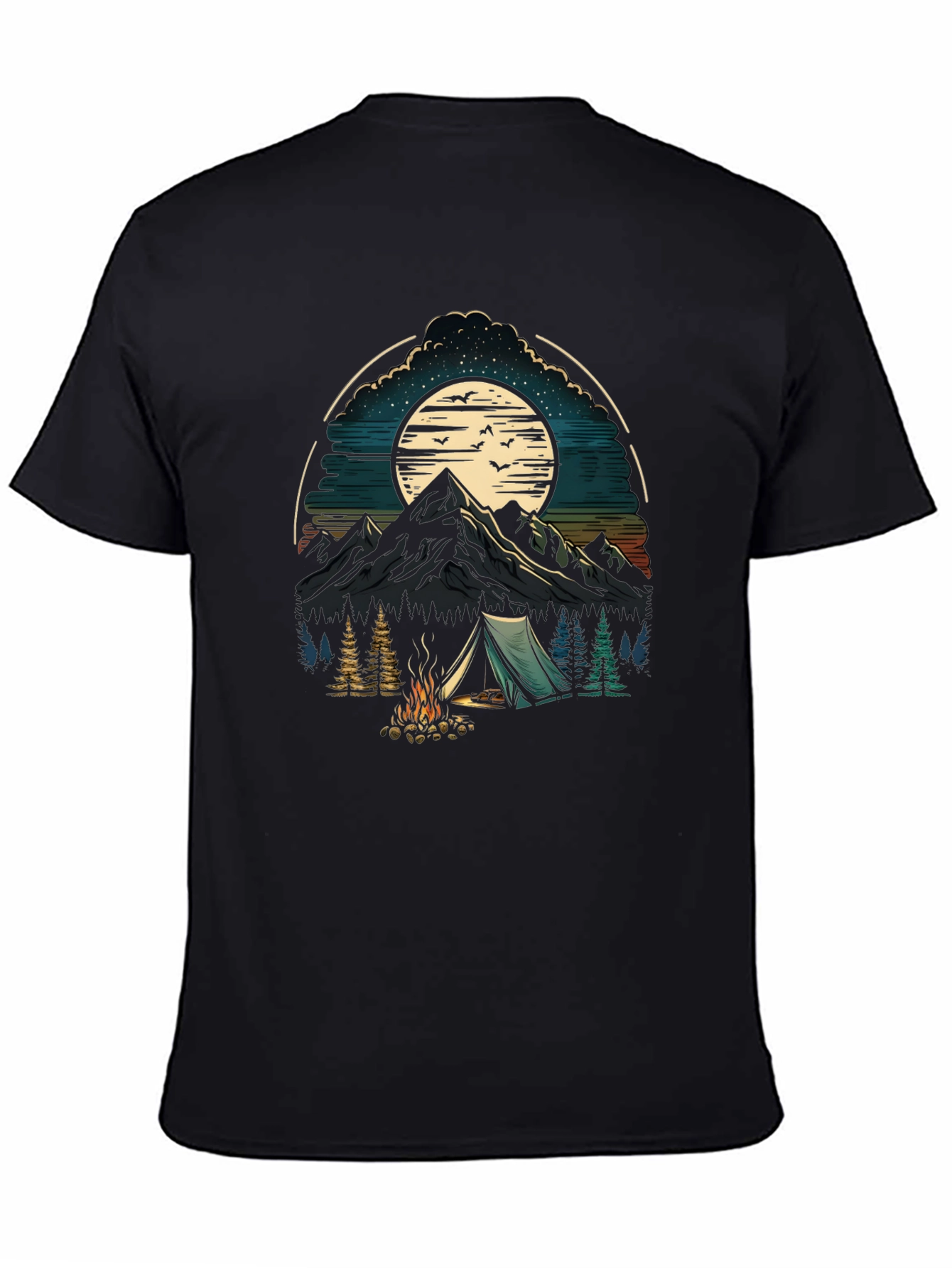 Black Camping Adventure Graphic T-Shirt view 4