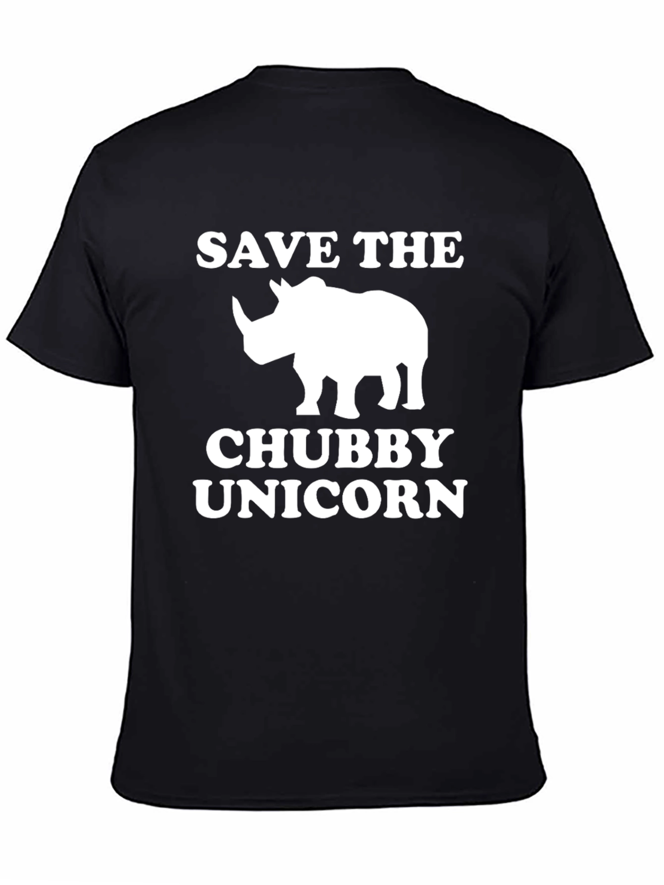 Black Save the Chubby Unicorn T-Shirt - Funny Rhino Tee view 4