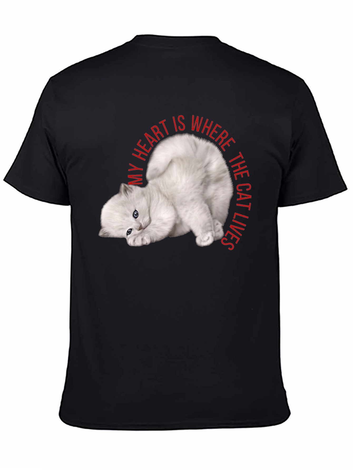 Black My Heart Is Where The Cat Lives Black T-Shirt view 4