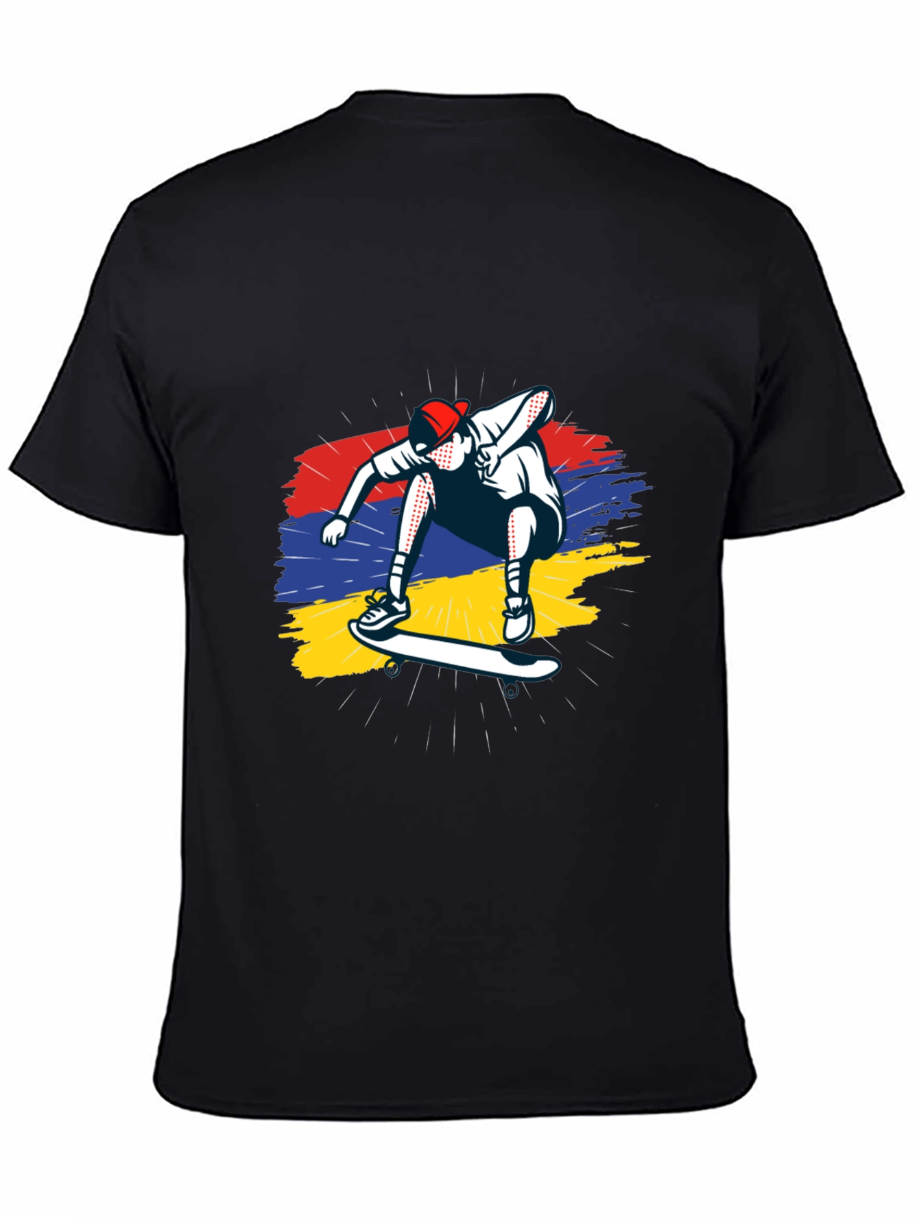 Black Skateboarding Graphic Black T-Shirt view 4