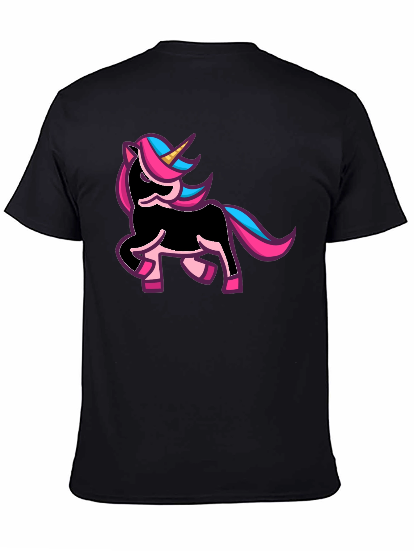 Black Unicorn Graphic Print Black T-Shirt view 4