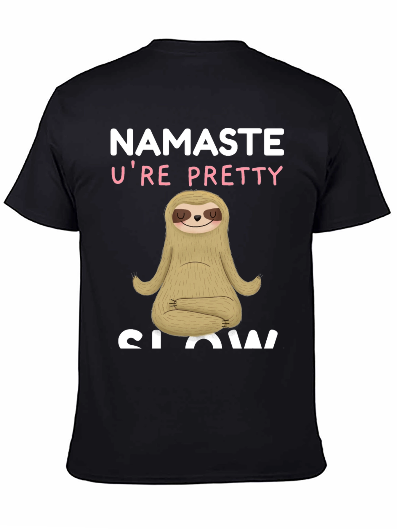 Black Namaste Sloth T-Shirt - Funny Yoga Lazy Animal Tee view 4
