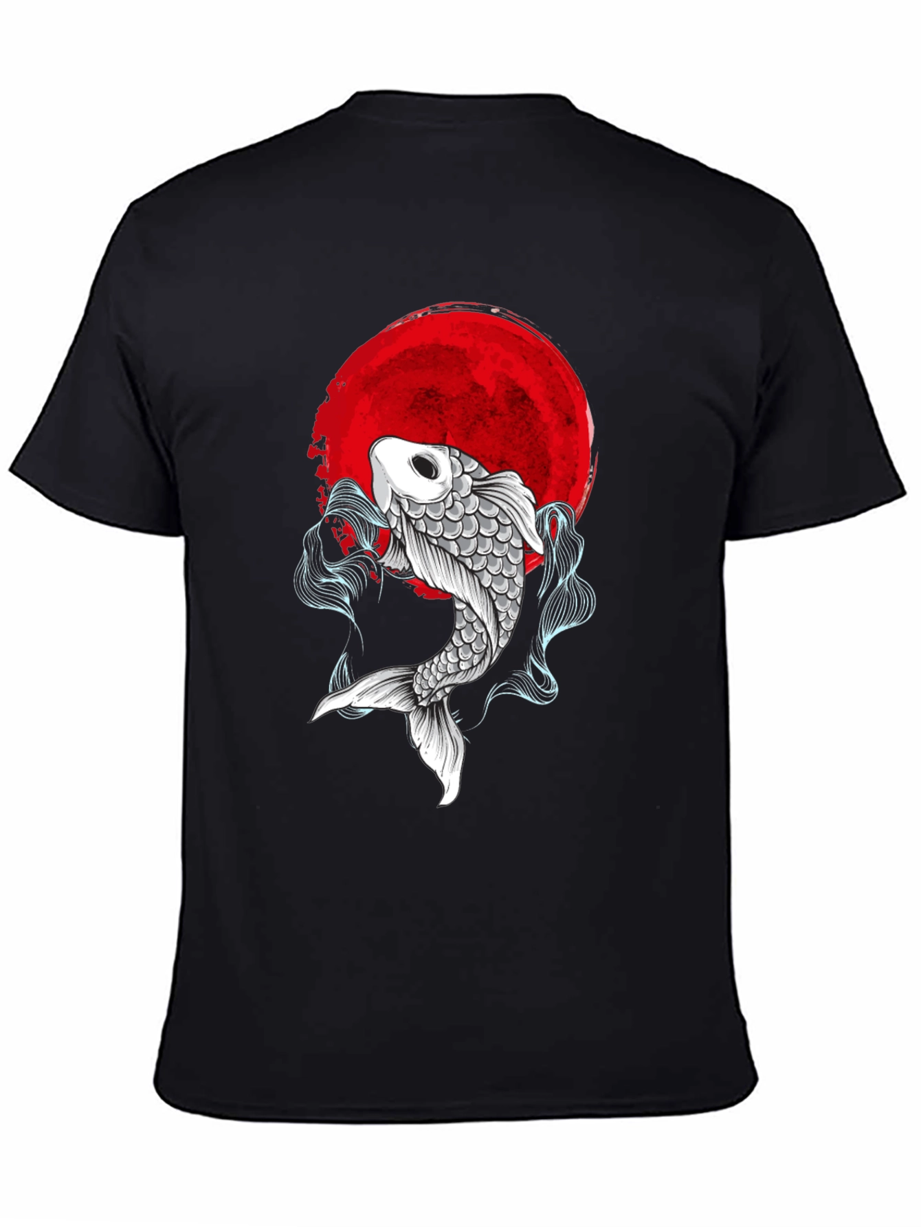 Black Koi Fish Red Moon Graphic Tee - Stylish & Unique view 4