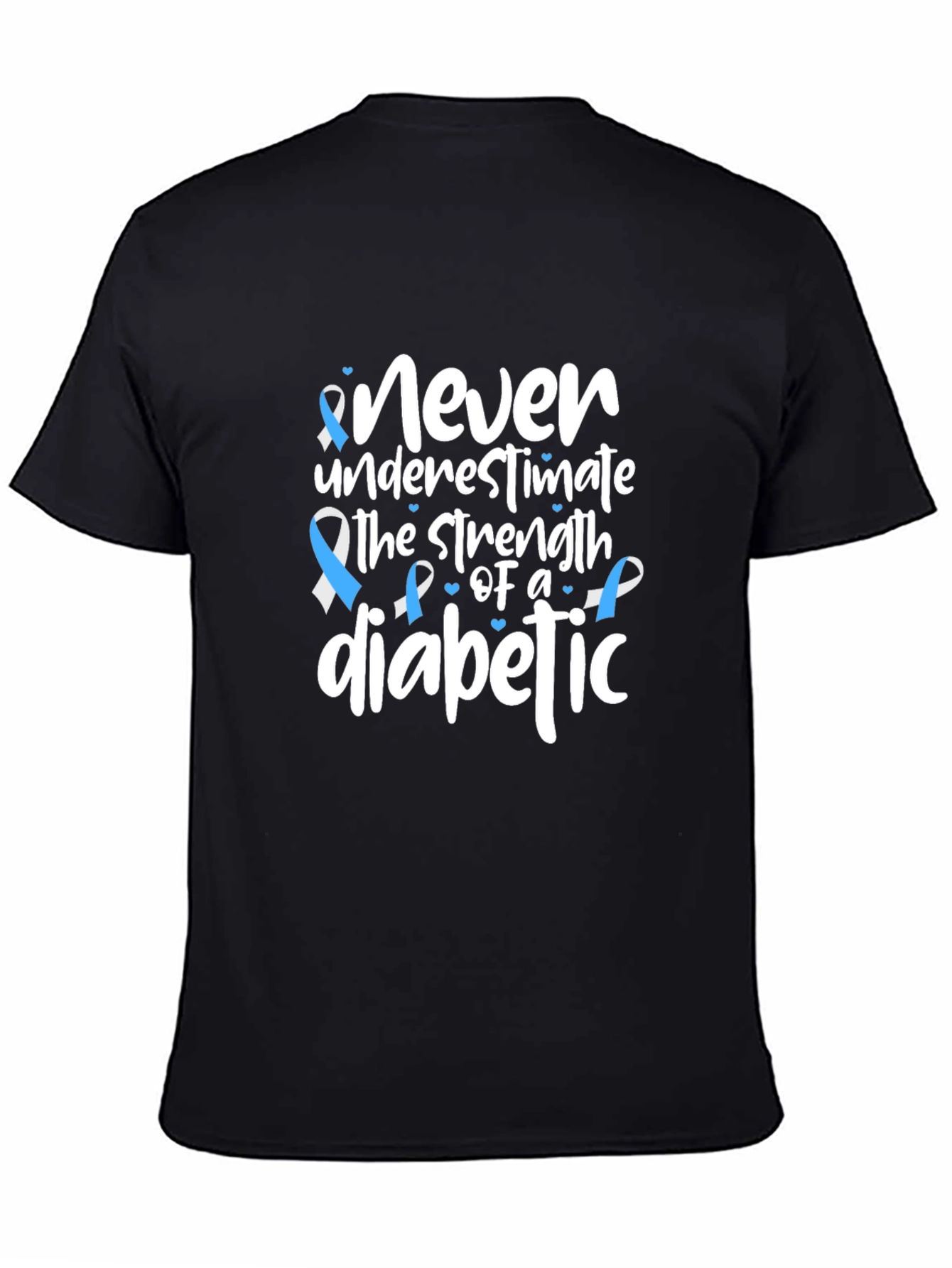 Black Diabetic Strength Awareness T-Shirt view 4