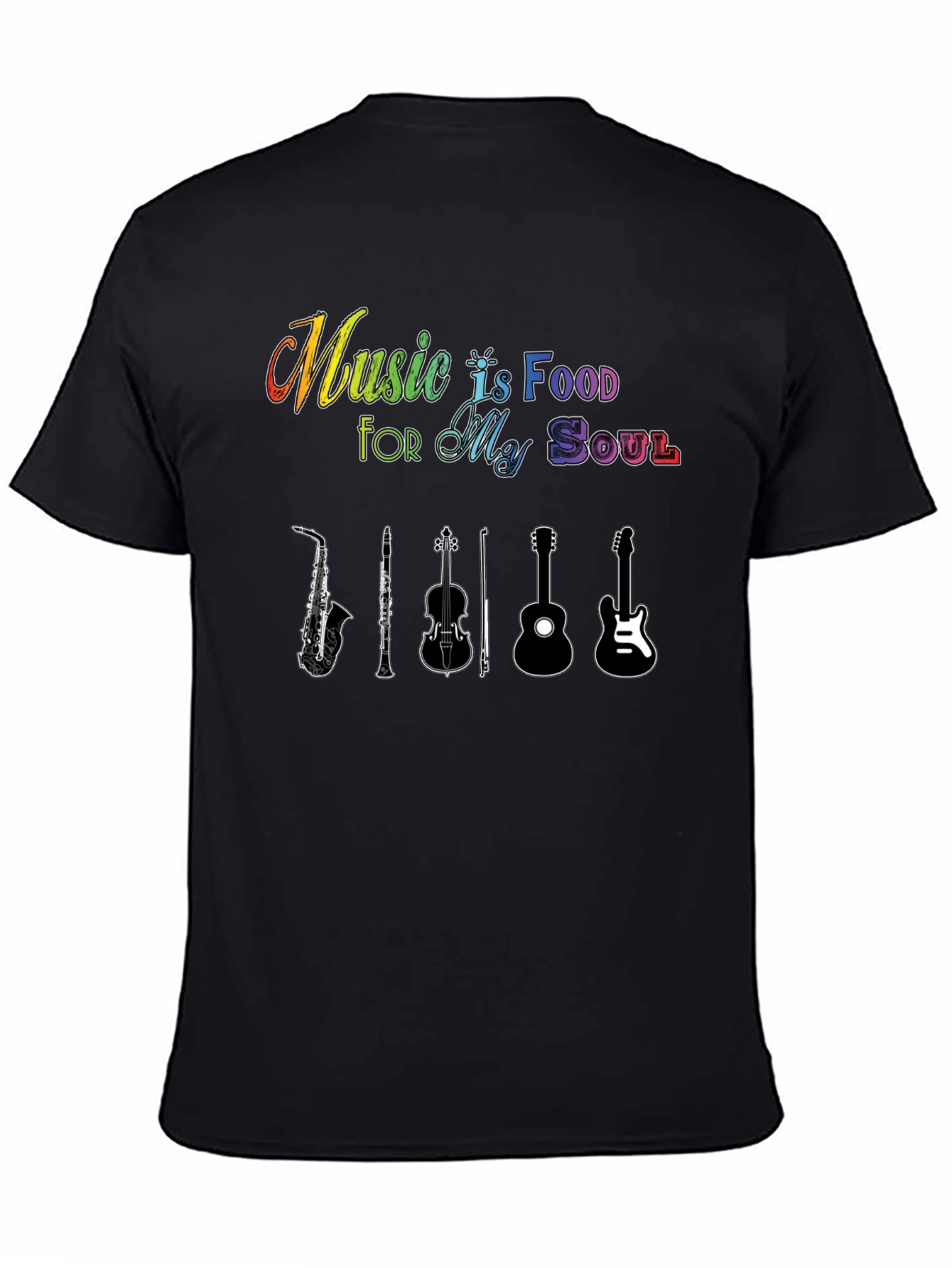 Black Music Is Food For My Soul Black T-Shirt view 4