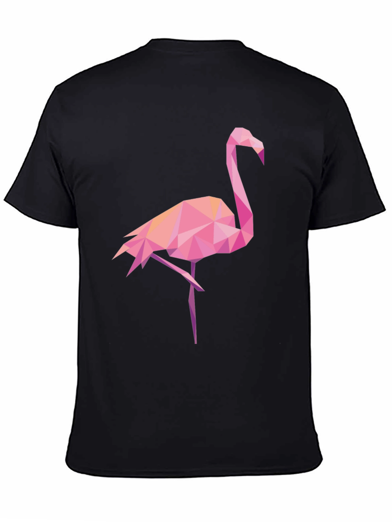 Black Geometric Flamingo Graphic Tee - Black Casual Shirt view 4