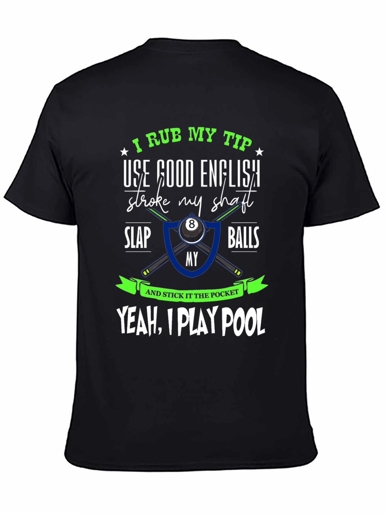 Black Funny Pool Player T-Shirt view 4