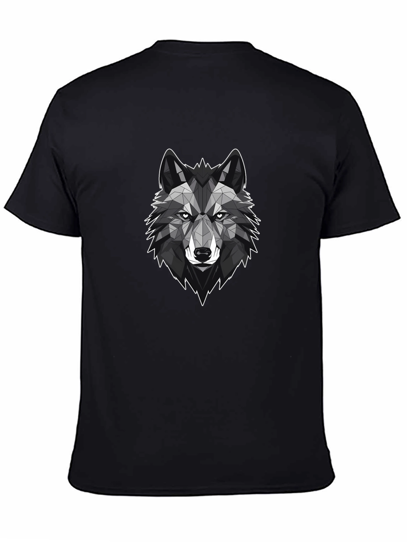 Black Geometric Wolf Graphic Tee - Stylish Black T-Shirt view 4