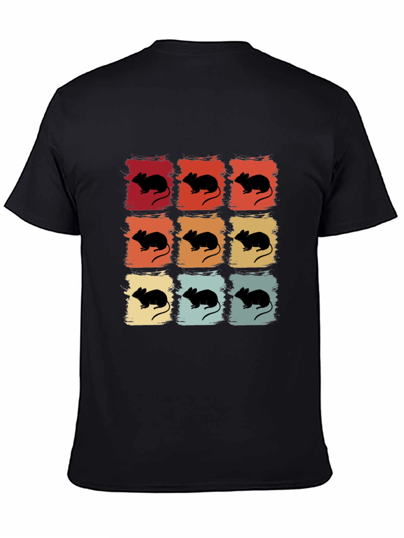 Black Retro Mouse Grid Graphic Tee - Cool Animal Lover Shirt view 4