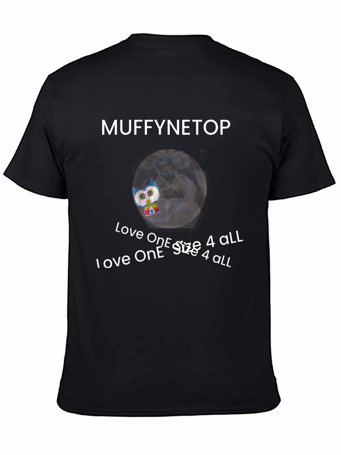 Black Muffynetop Graphic Print Crew Neck T-Shirt view 4