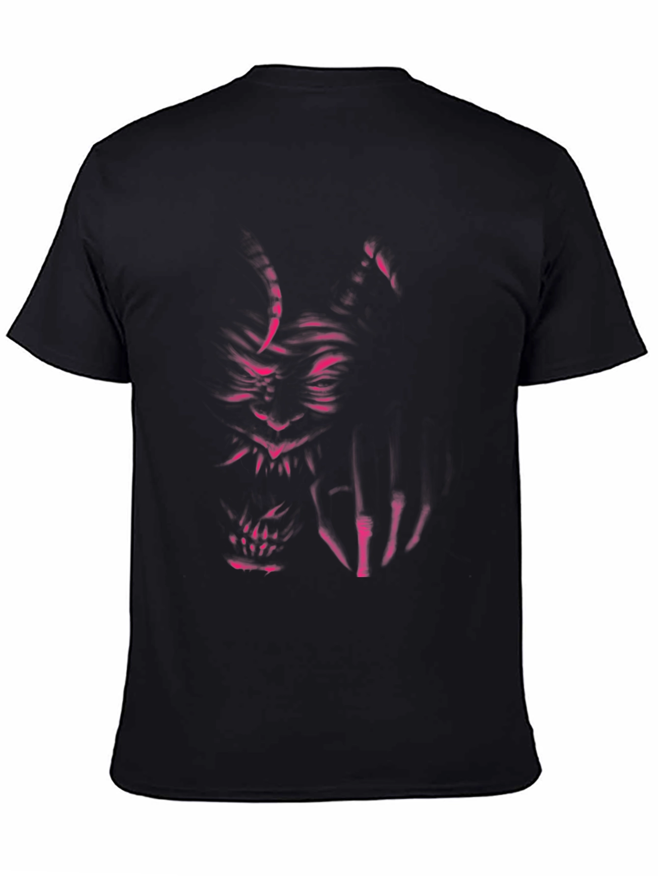 Black Men's Black T-Shirt with Oni Demon Graphic view 4