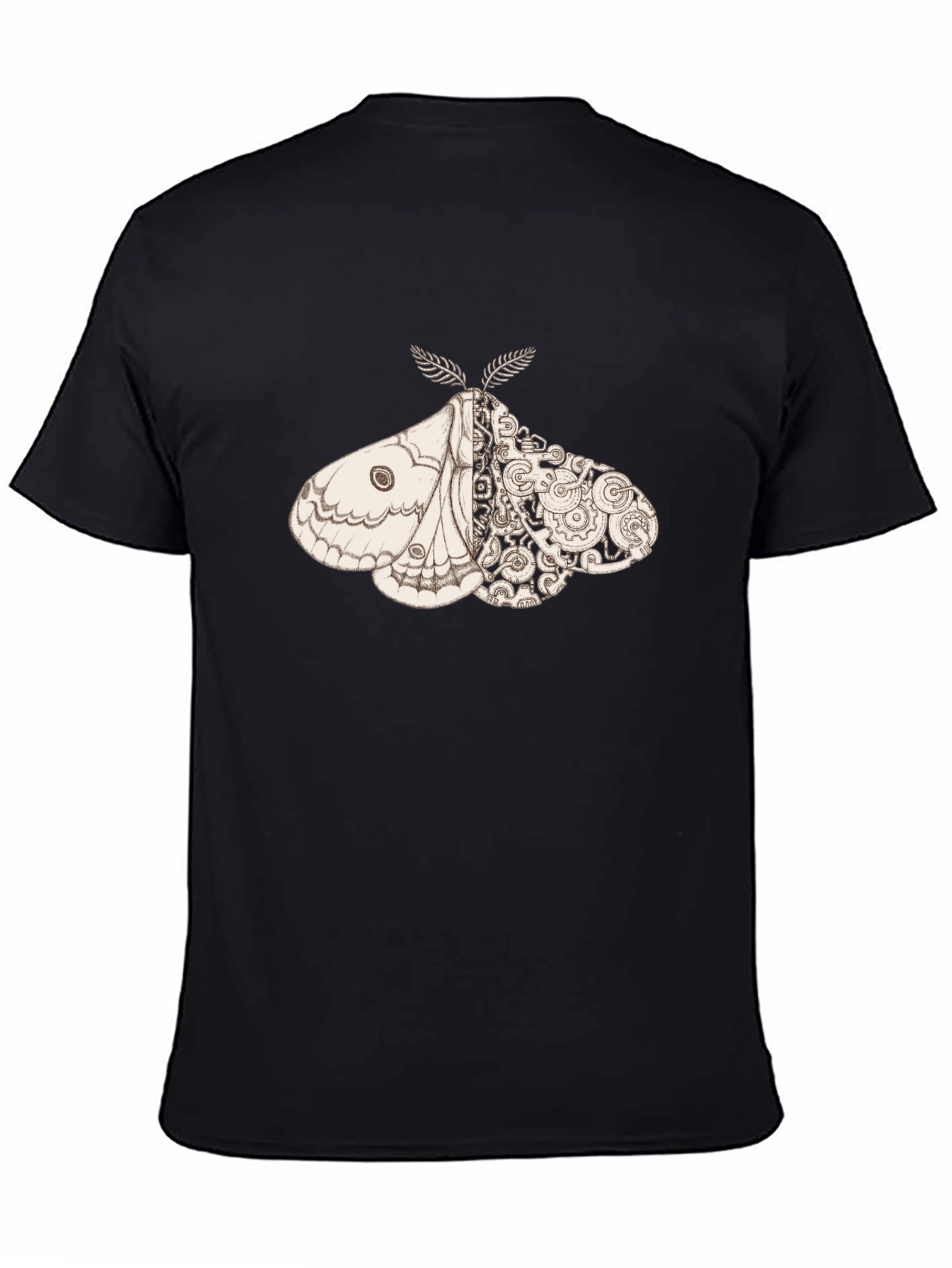 Black Steampunk Moth Graphic Tee - Unique Insect Design view 4