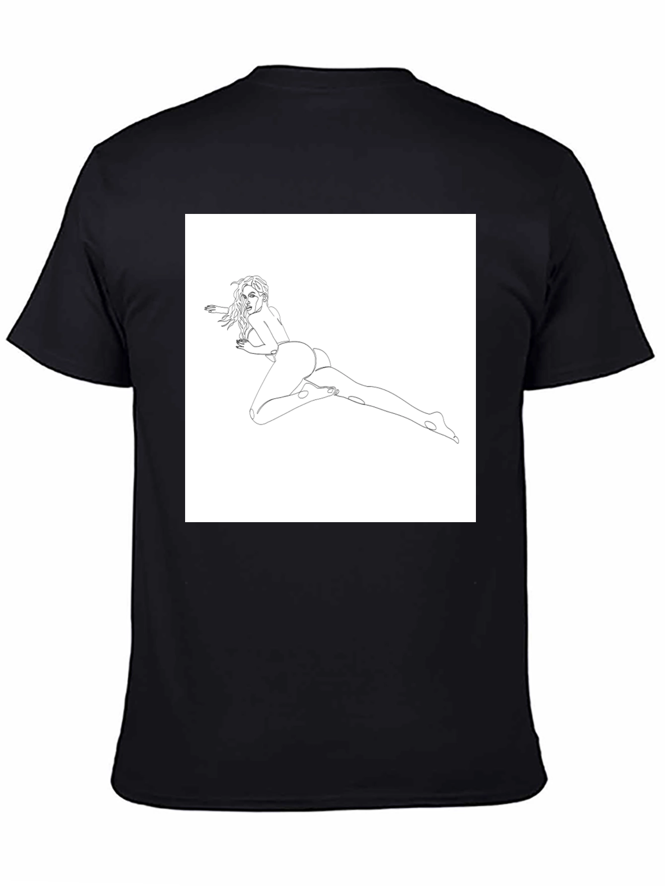 Black Line Art Woman's T-Shirt - Black view 4