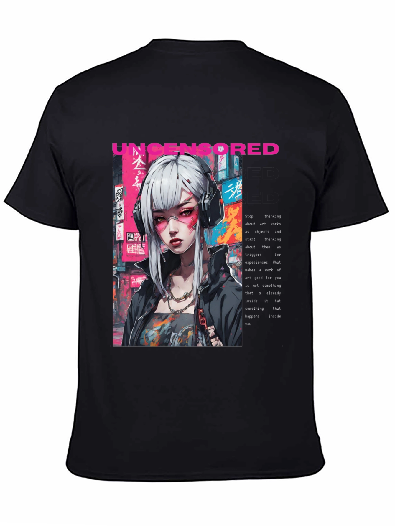 Black Uncensored Anime Girl Graphic T-Shirt view 4