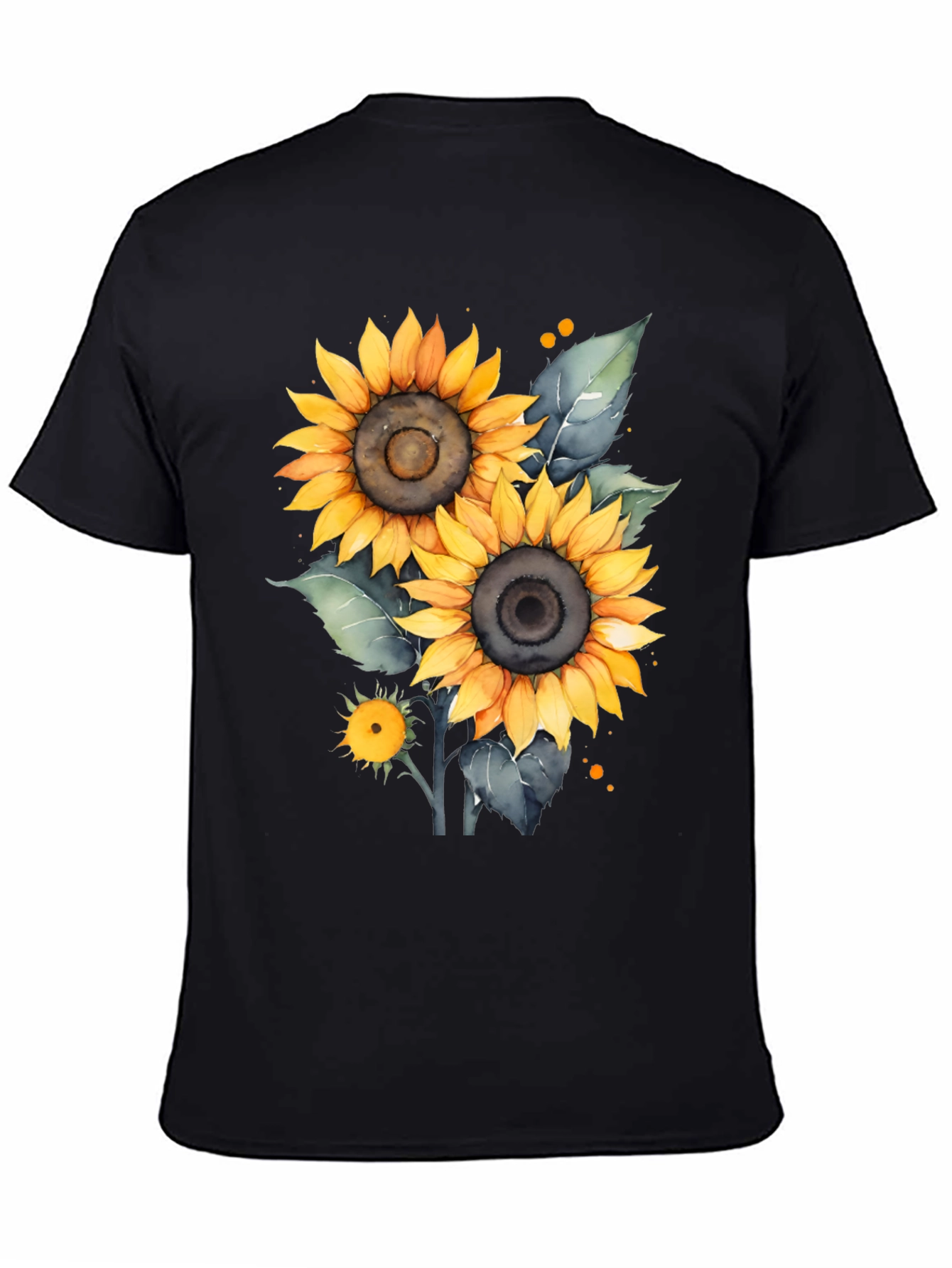 Black Sunflower Graphic Tee - Black Cotton T-Shirt view 4
