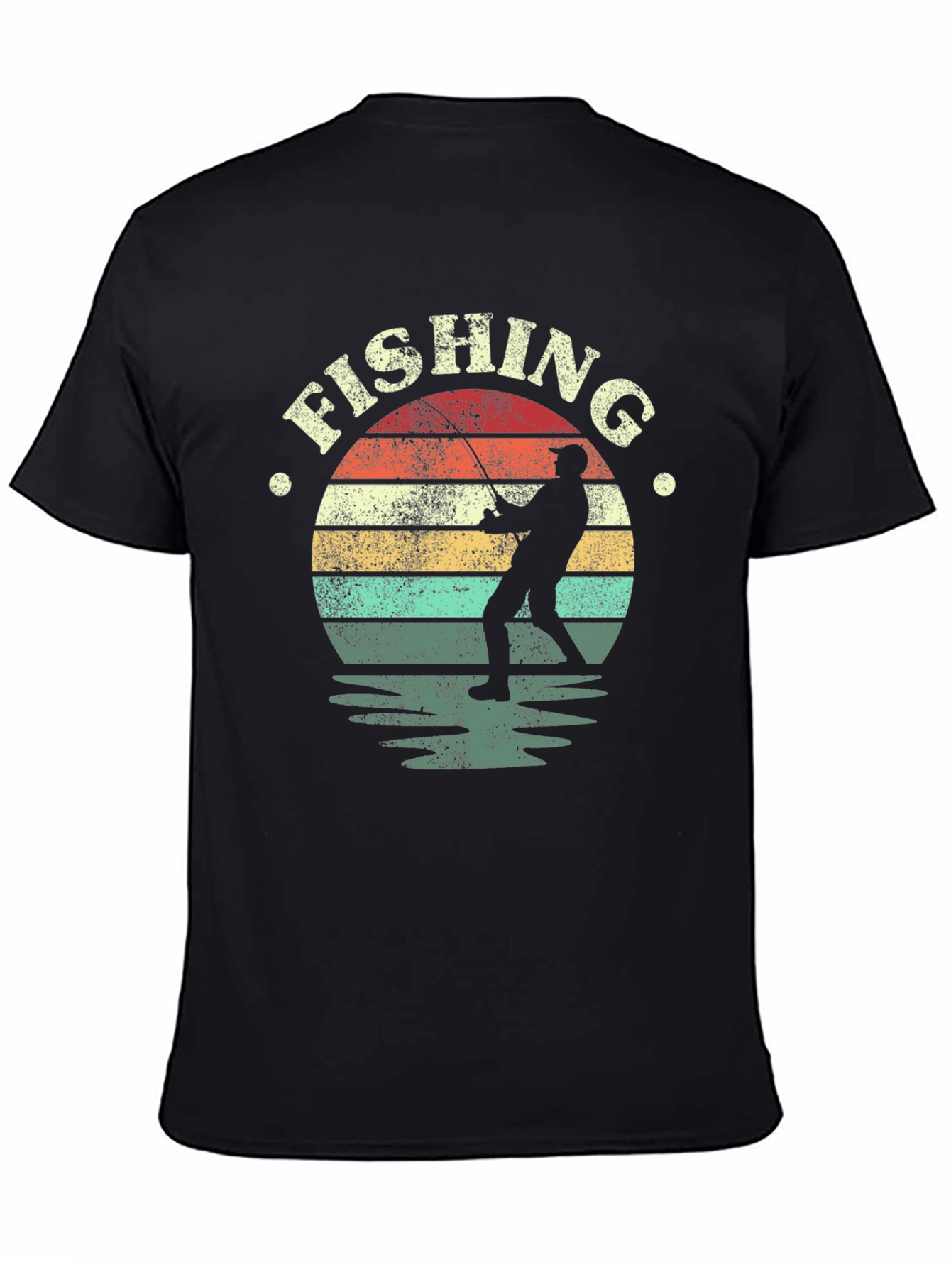 Black Fishing Sunset Graphic T-Shirt - Black view 4