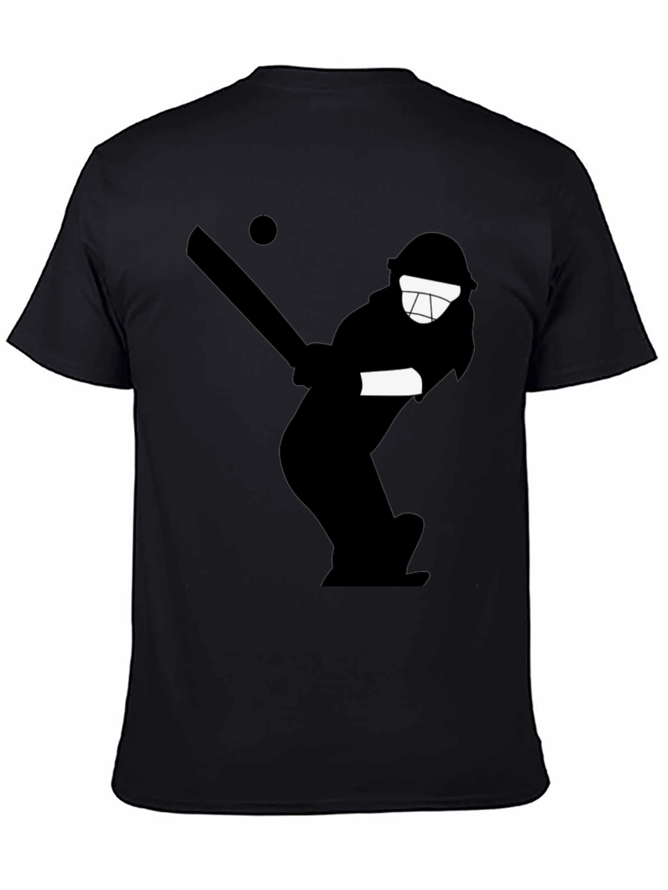 Black Cricket Player Graphic Tee - Black Cotton T-Shirt view 4