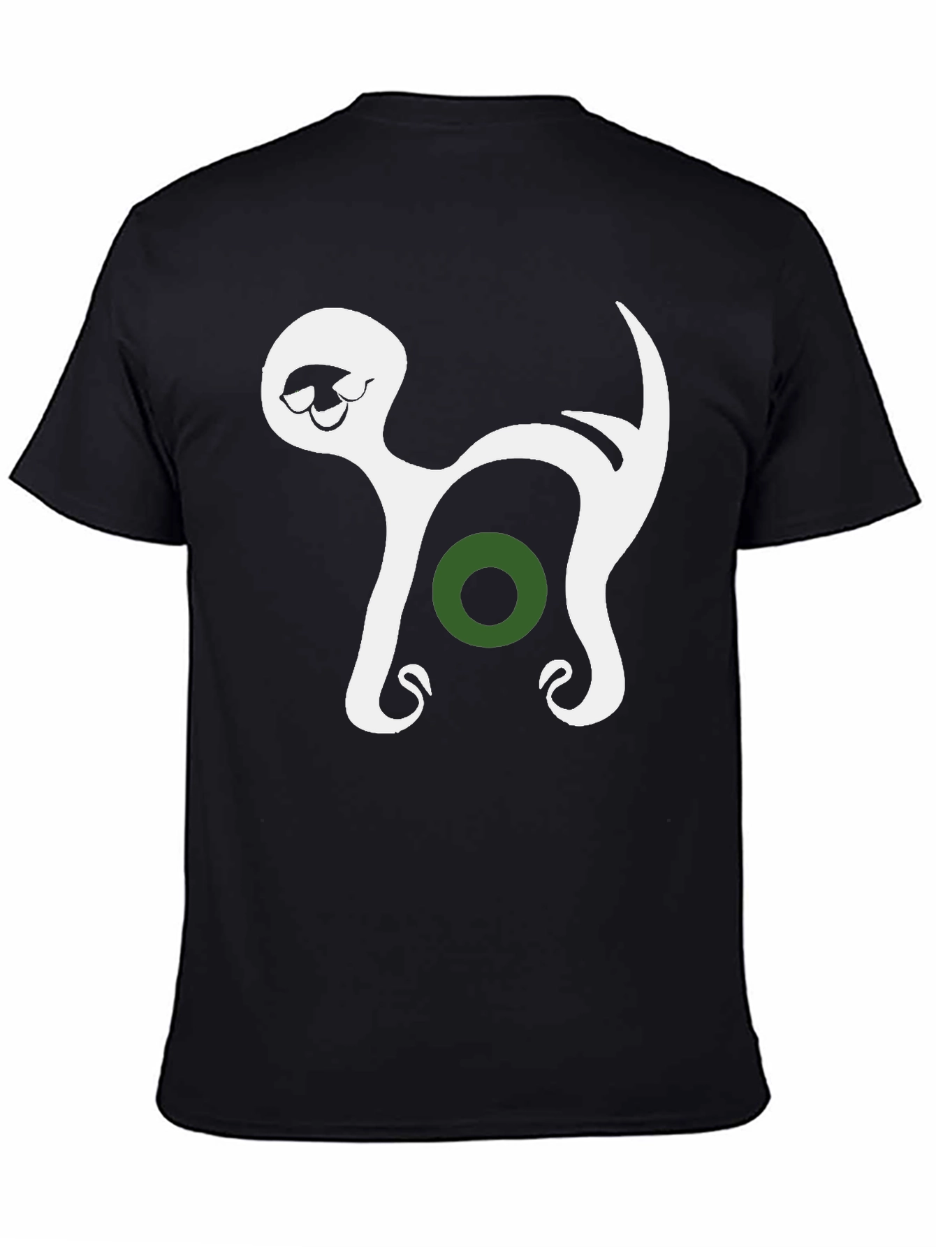 Black Abstract Cat Graphic Tee - Black Cotton Blend T-Shirt view 4