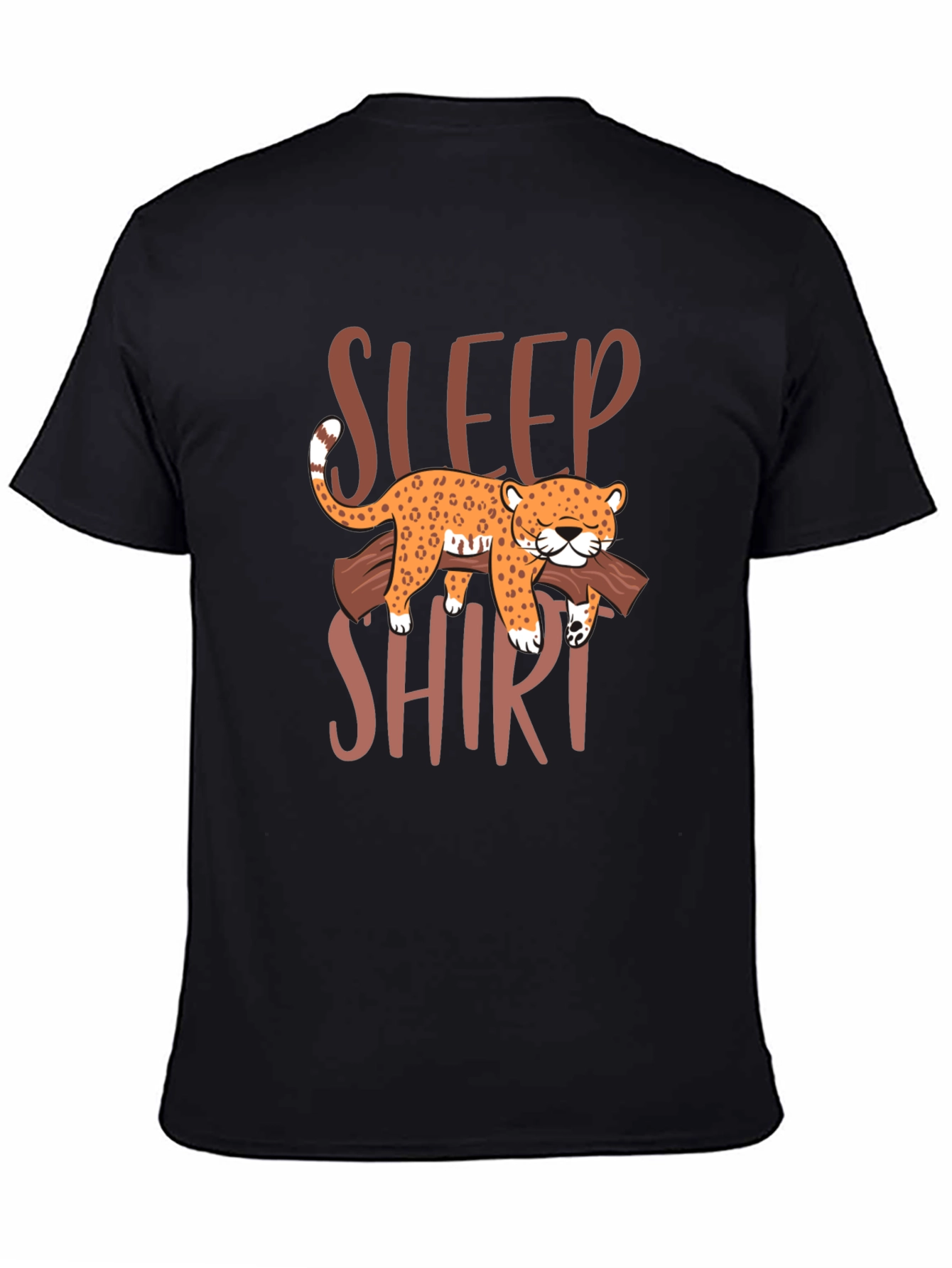 Black Sleep Shirt Leopard Graphic Tee view 4