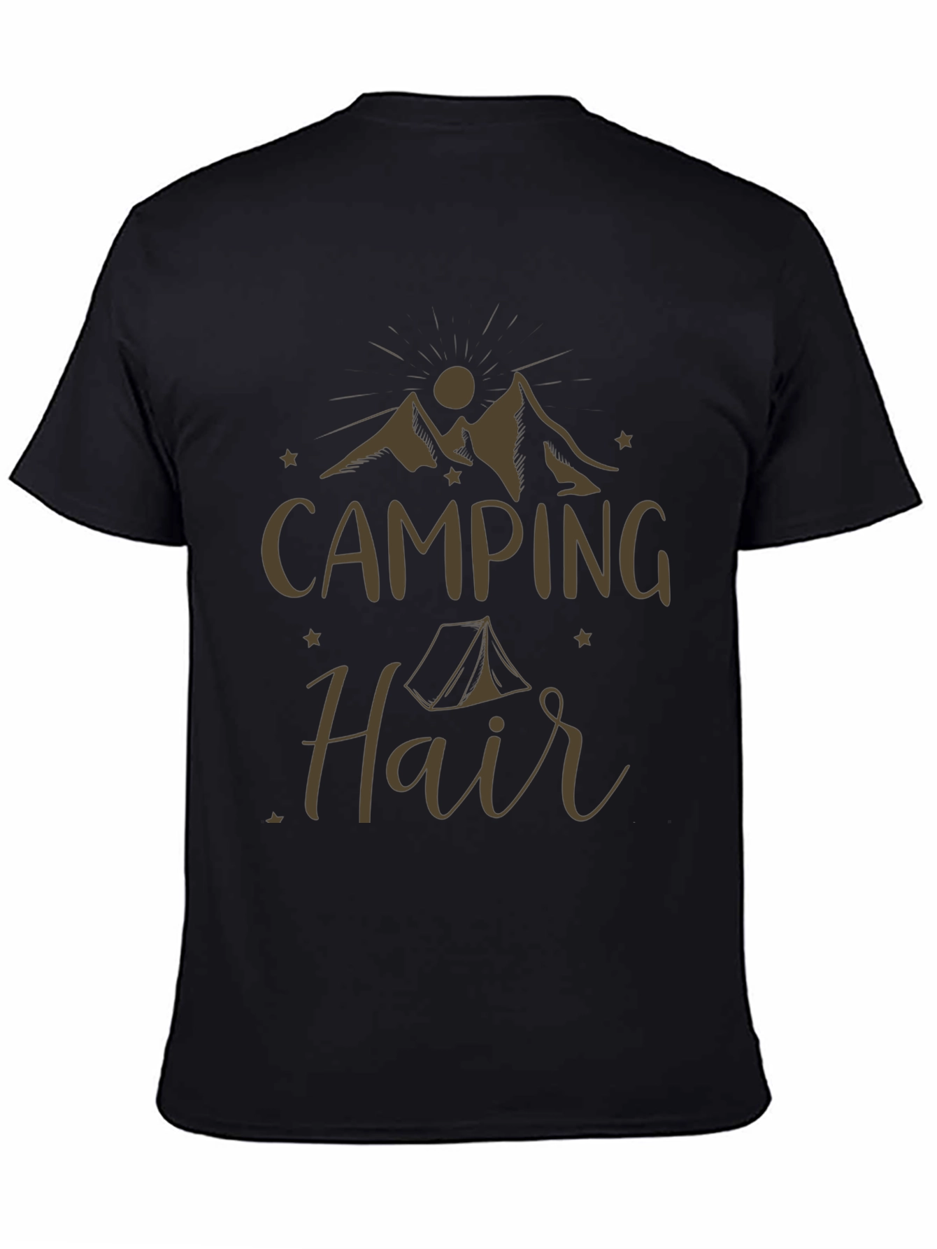 Black Camping Hair T-Shirt - Mountain Adventure view 4