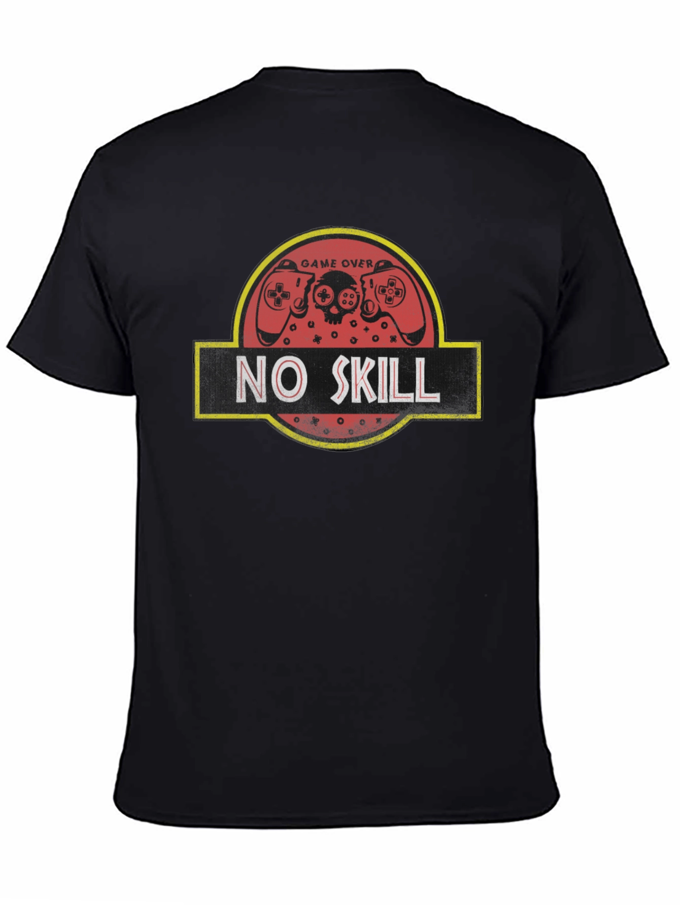 Black No Skill Gamer T-Shirt - Game Over Jurassic Style view 4