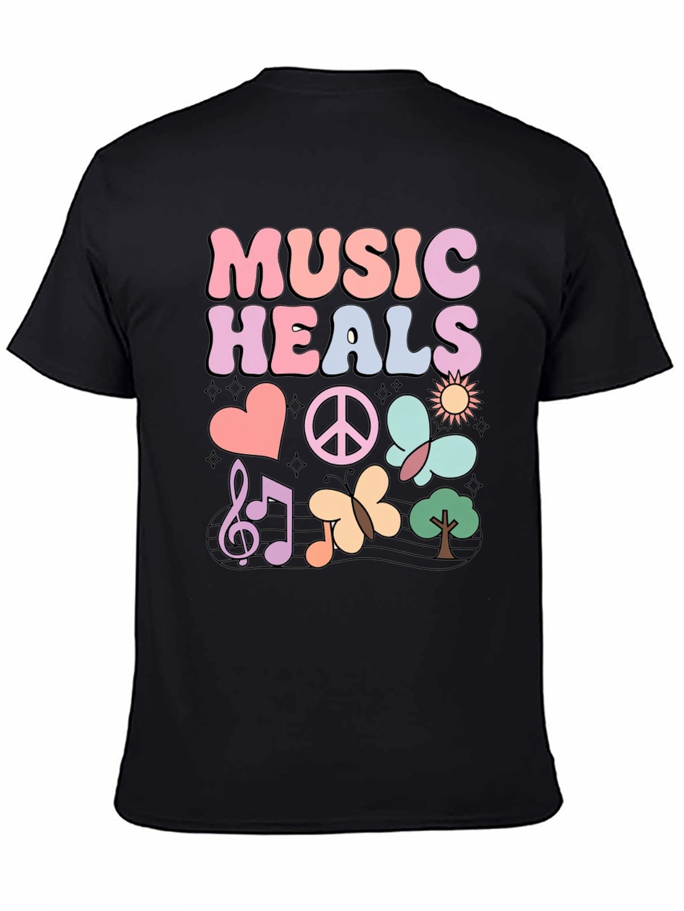 Black Music Heals Graphic T-Shirt - Casual Comfort view 4