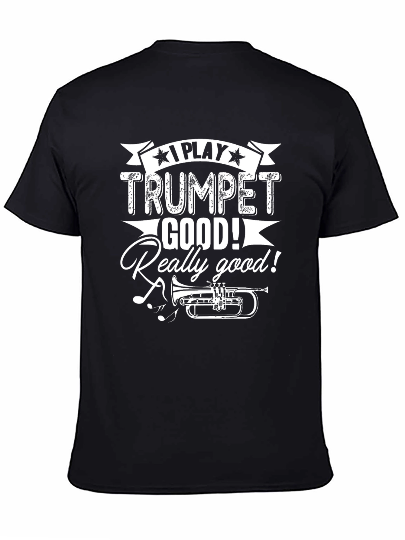Black I Play Trumpet Good Funny Music T-Shirt view 4