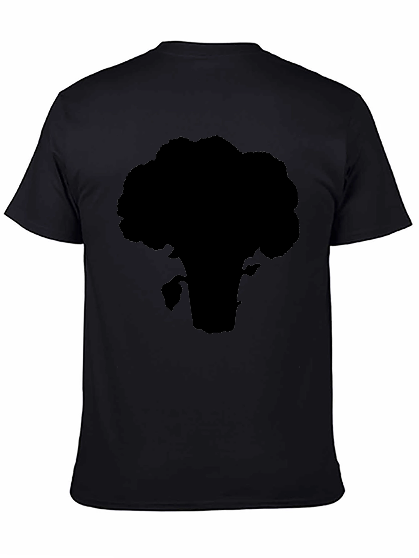 Black Broccoli Silhouette T-Shirt - Black Cotton Tee view 4