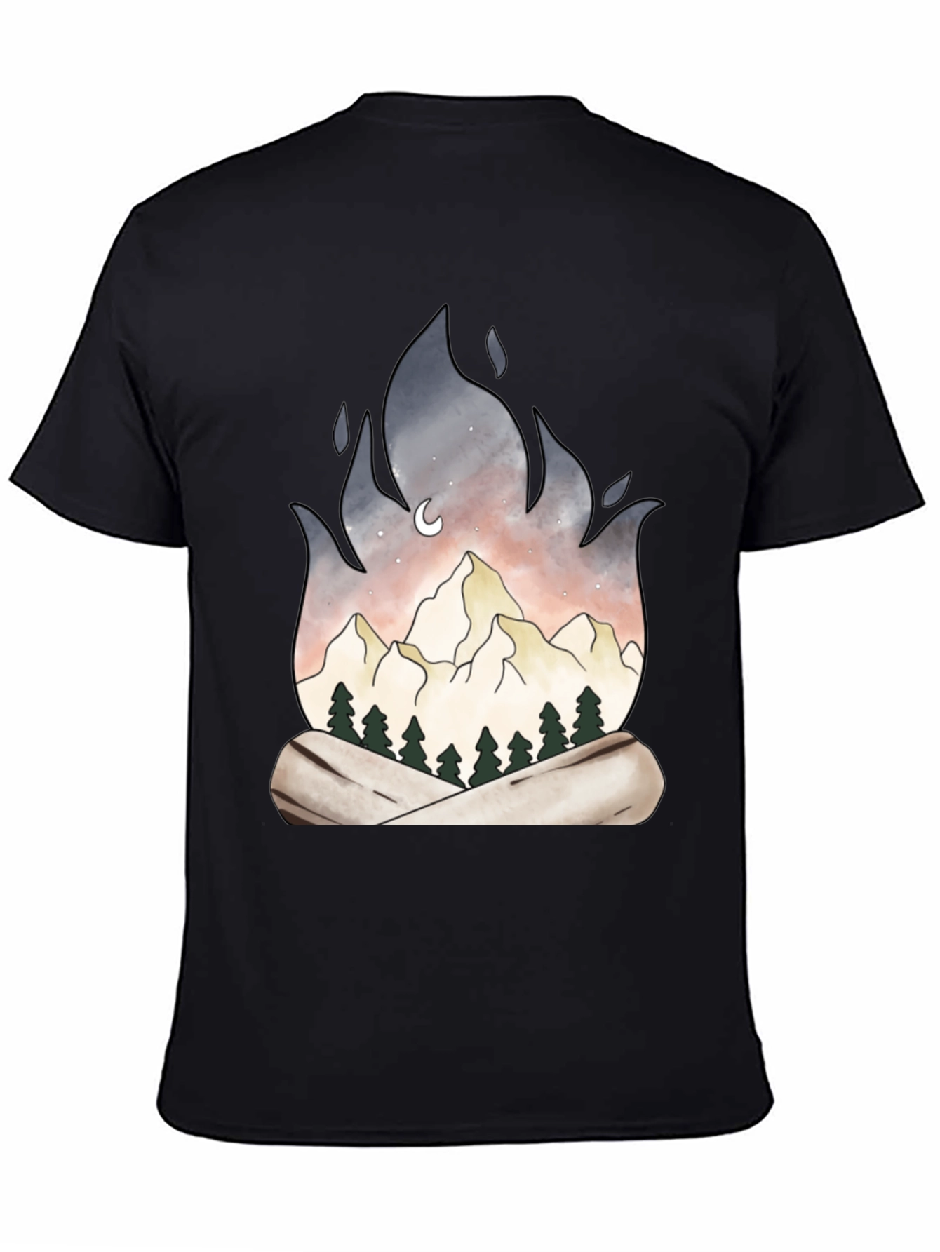 Black Mountain Campfire Graphic Tee - Black view 4
