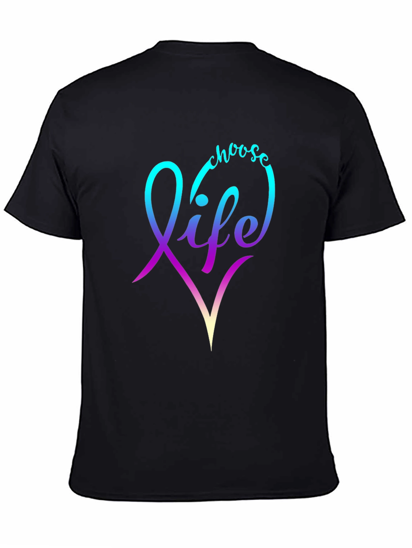 Black Choose Life T-Shirt - Gradient Heart Design view 4